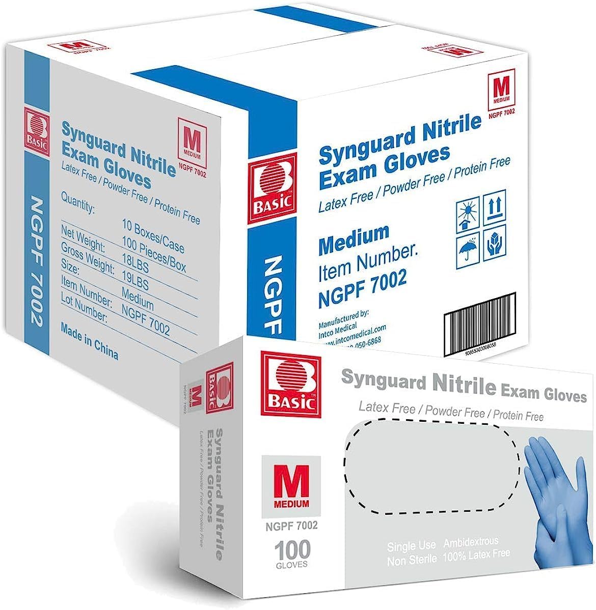 Basic Blue Nitrile Exam Gloves 1000 Pcs