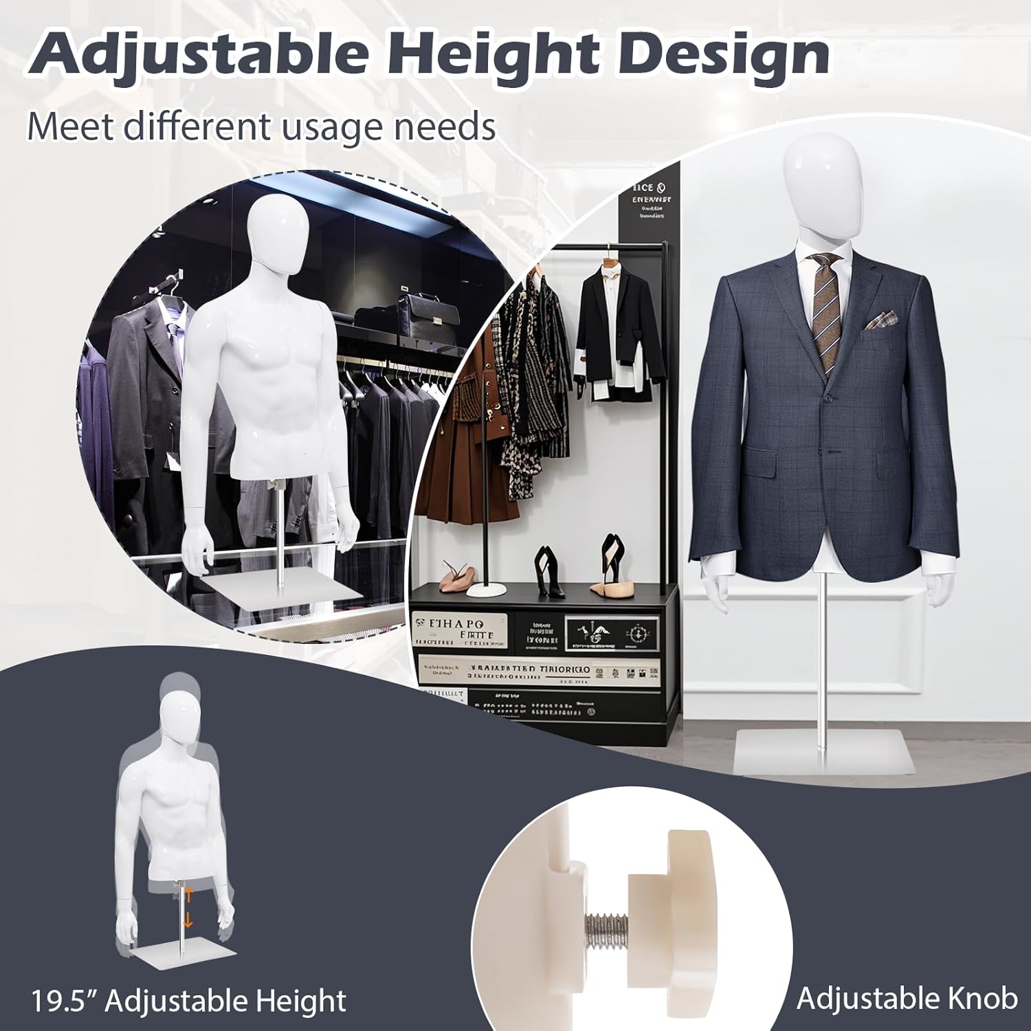 Goplus Male Mannequin Torso with Stand