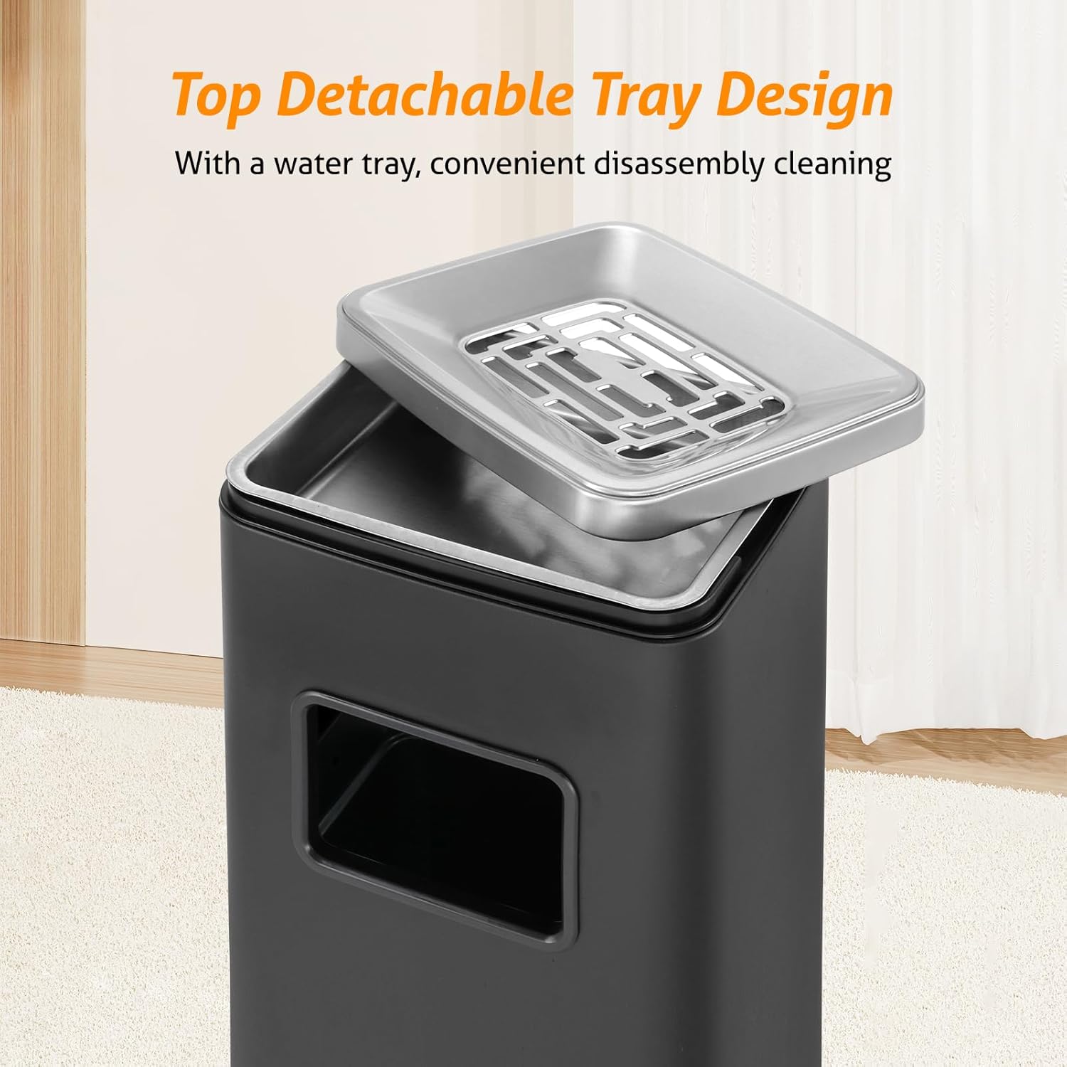 WICHEMI 4 Gallon Commercial Outdoor Trash Can with Lid and Removable Inner Bucket