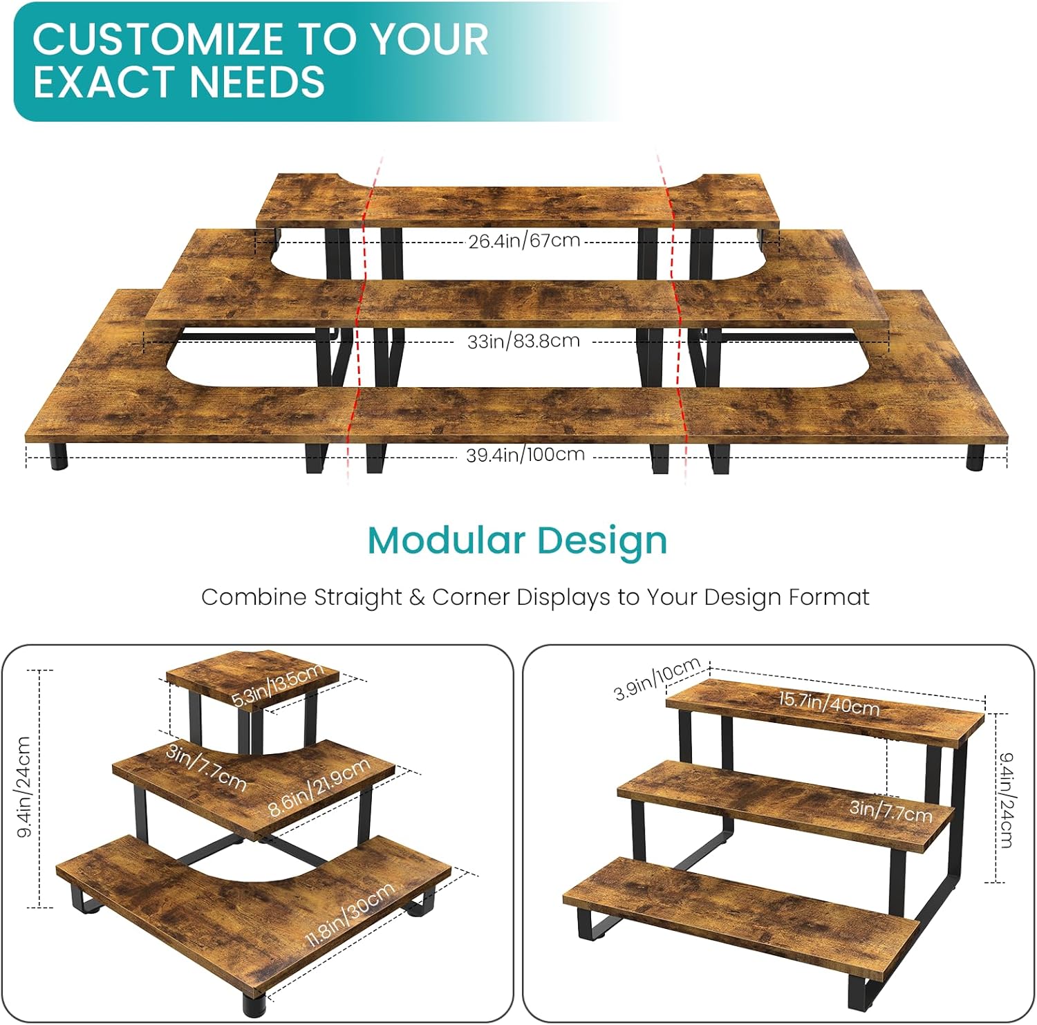 ELITEROO 3 Tier Corner Display Shelves Stand