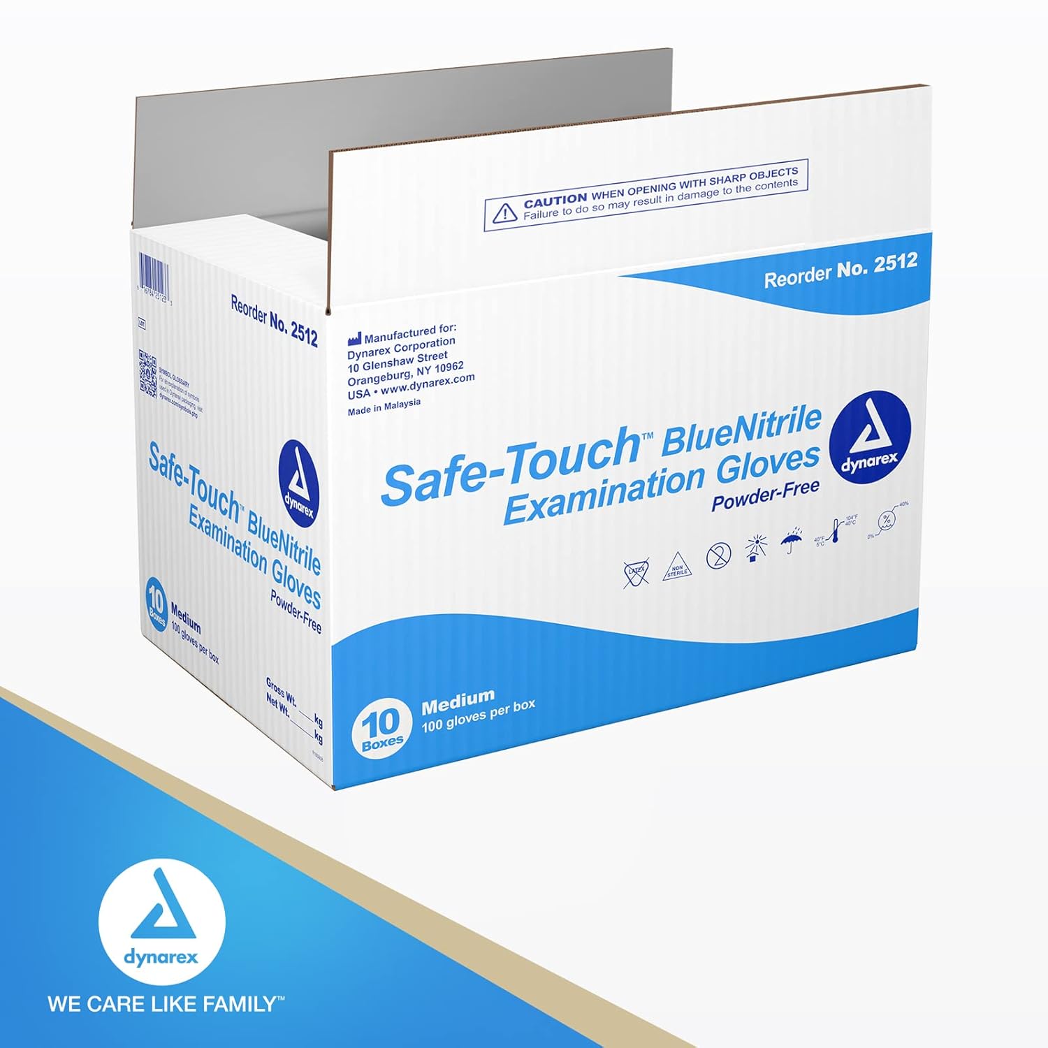 Dynarex Nitrile Exam Gloves Medium 100 Count Pack of 10