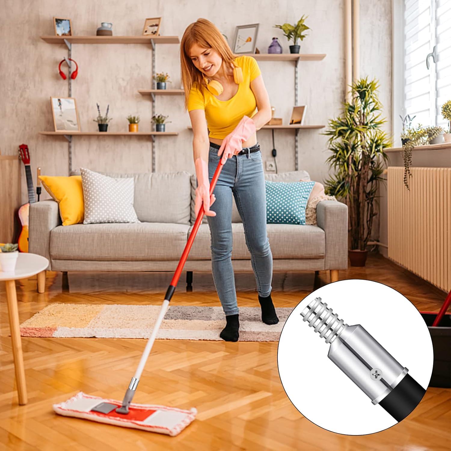 6Pcs Threaded Tip Replacement for Broom Handle and Mop Poles