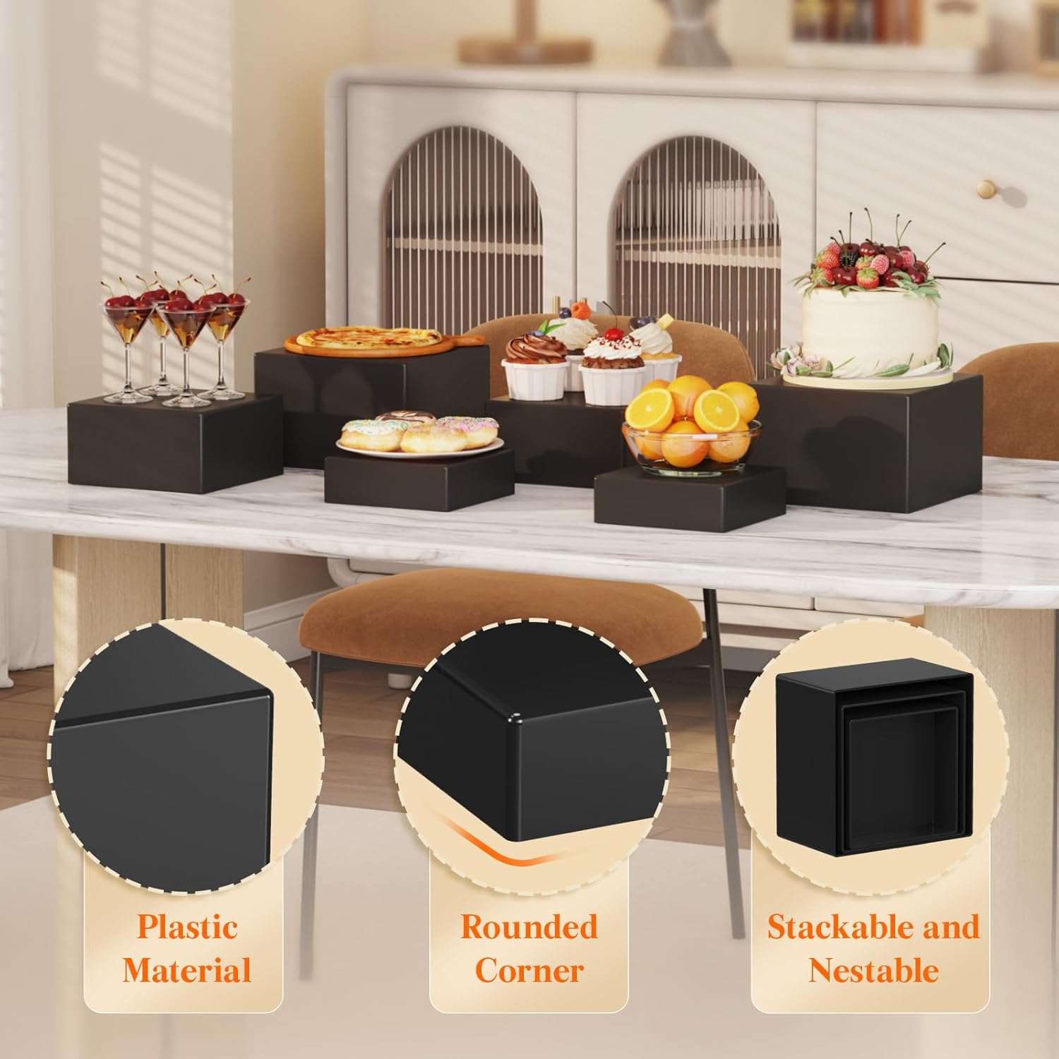 Lifewit 6 7 78 Buffet Risers Set of 3 Black