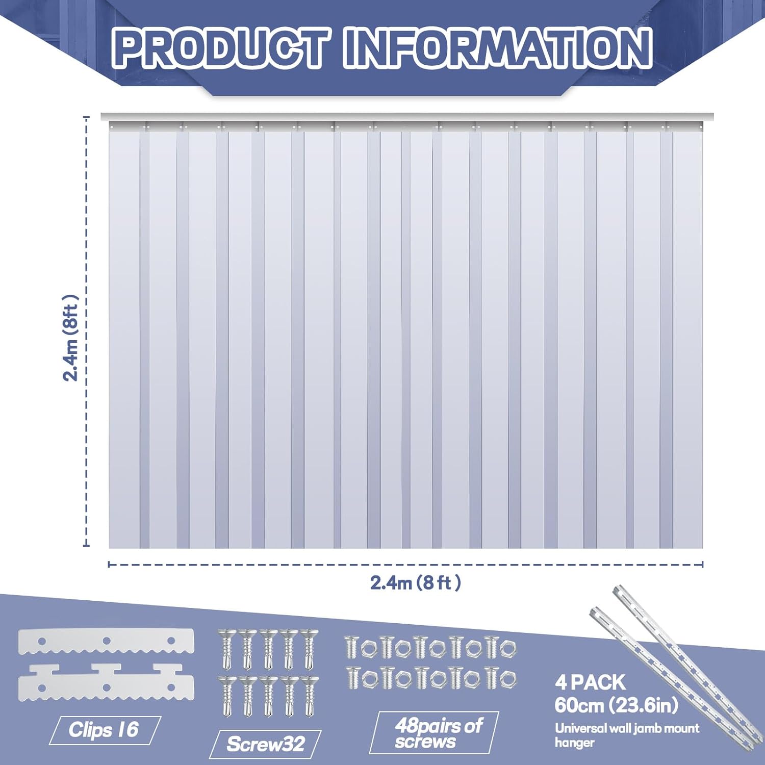 Juexica Plastic Strip Door Curtain Kit 008 Inch Winter Thickness