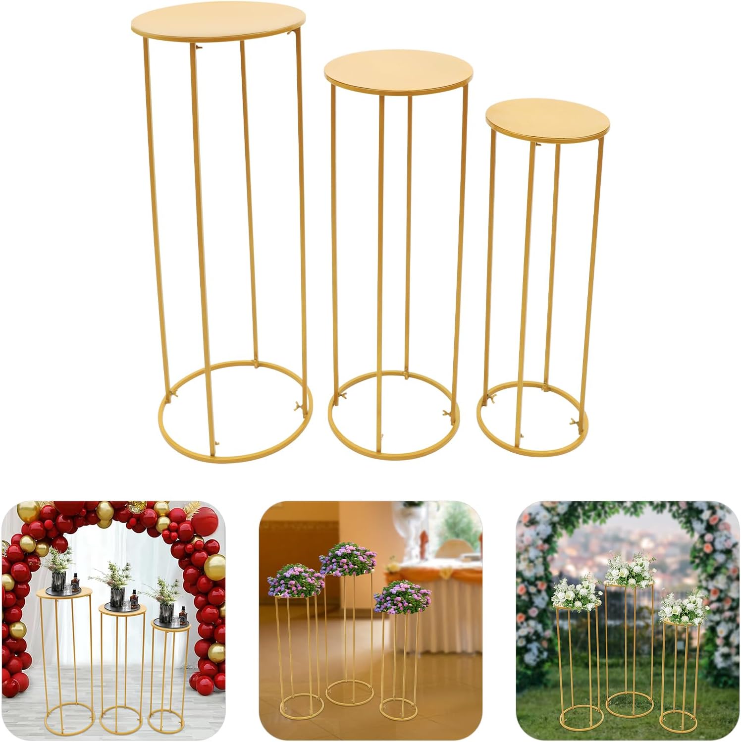 Gold Cylinder Stand for Party Decor 3PC A1 Size