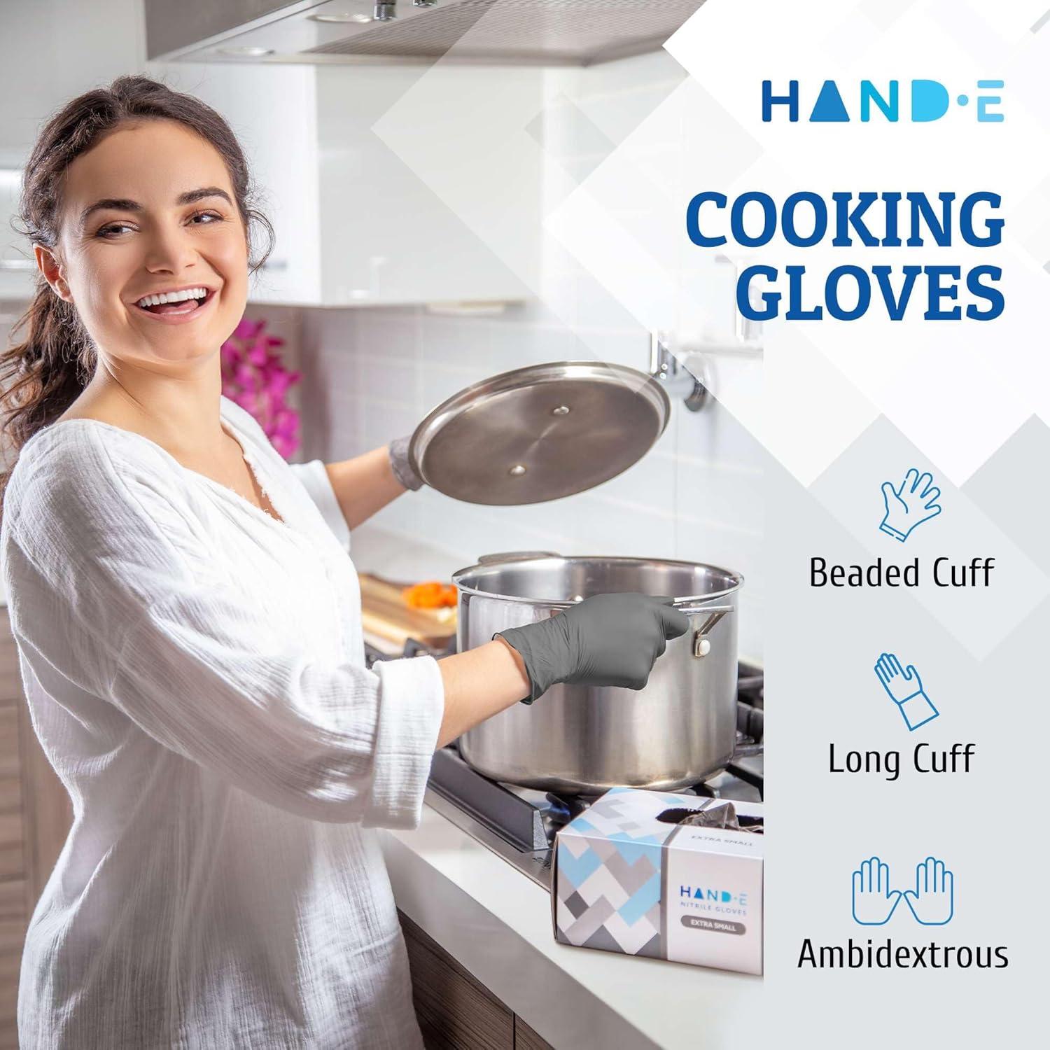 Hand-E Touch Disposable Grey Nitrile Gloves 100 Count