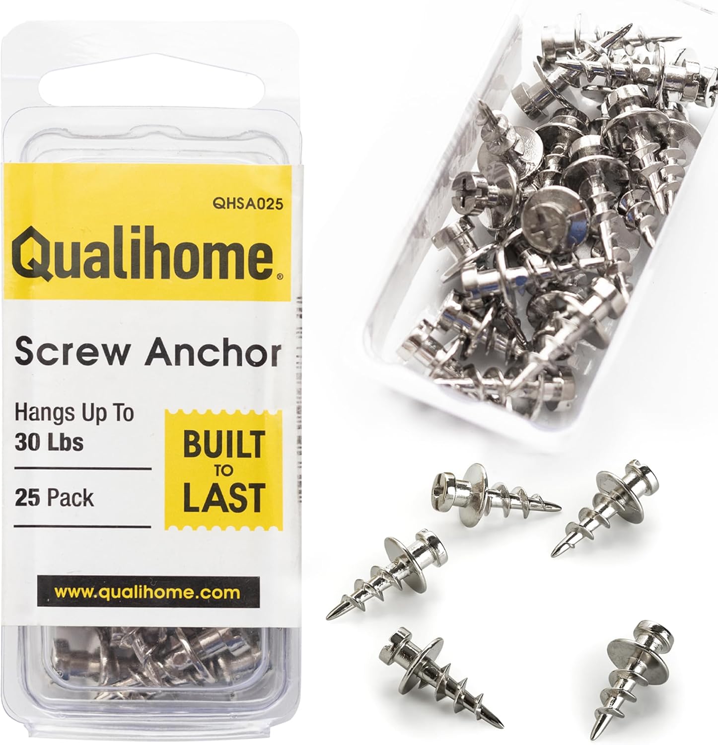 Double-Headed Wall Anchors - 30 Lbs Load Capacity - 25 Pack for Drywall