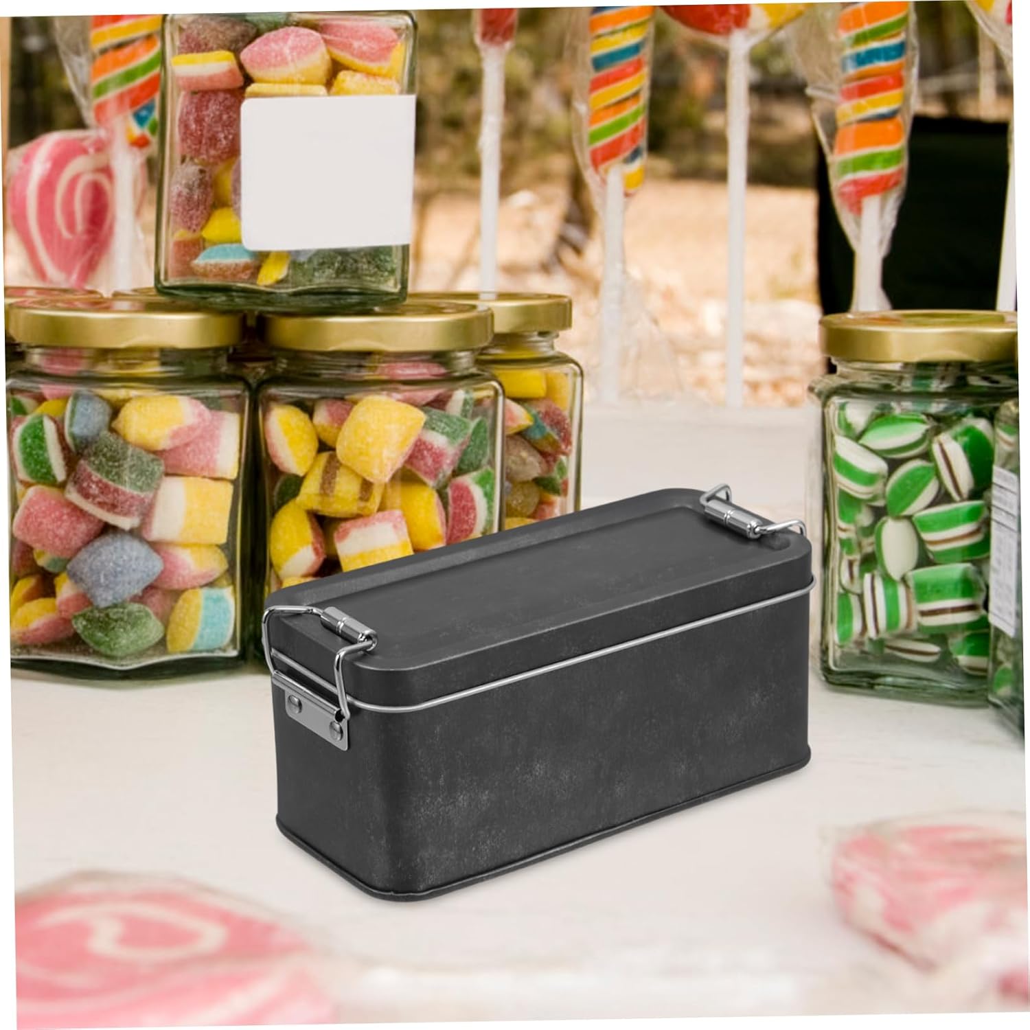 Vintage Tin Storage Box with Lid for Cookies Candies and Biscuits