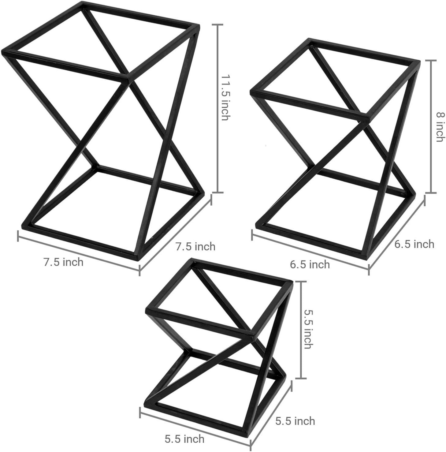MyGift Twisting Geometric Matte Black Metal Pizza Riser Racks Set of 3