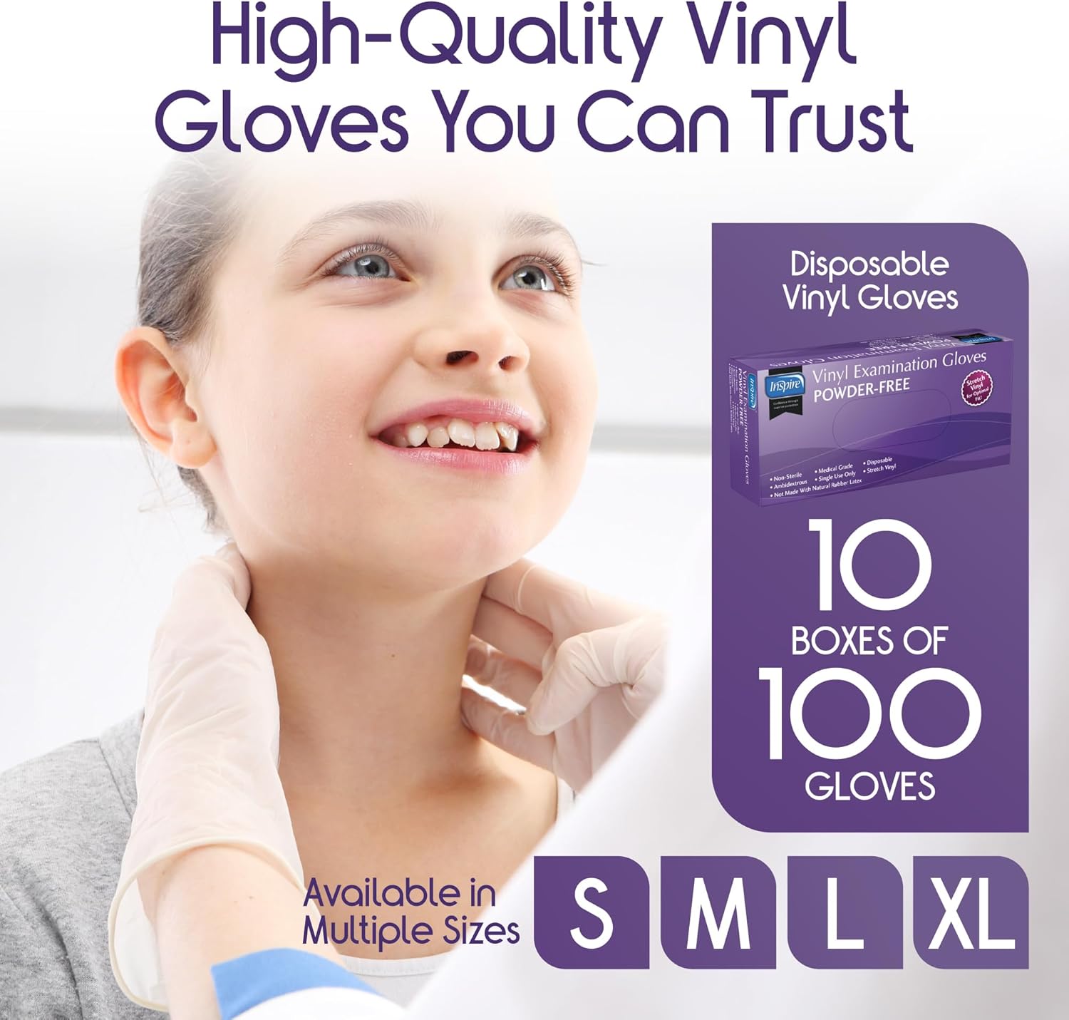 Inspire Stretch Vinyl Exam Gloves 1000 Count Medium