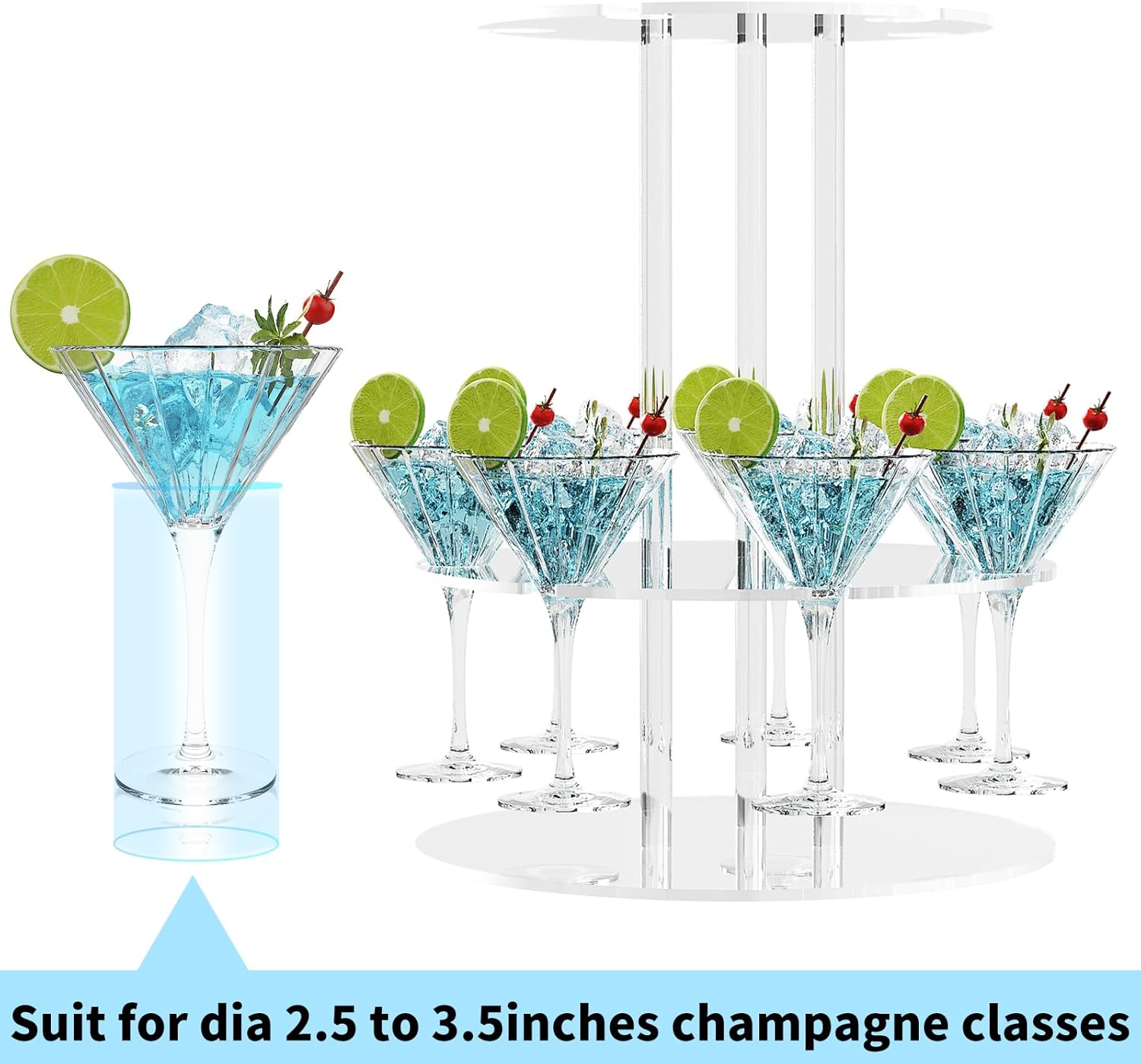 Laumffon Champagne Tower with 12 Slots 2 Tiers Display Stand