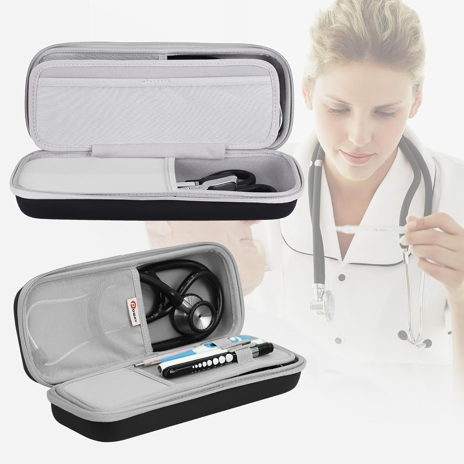 Opoway Stethoscope Carrying Case PU Black