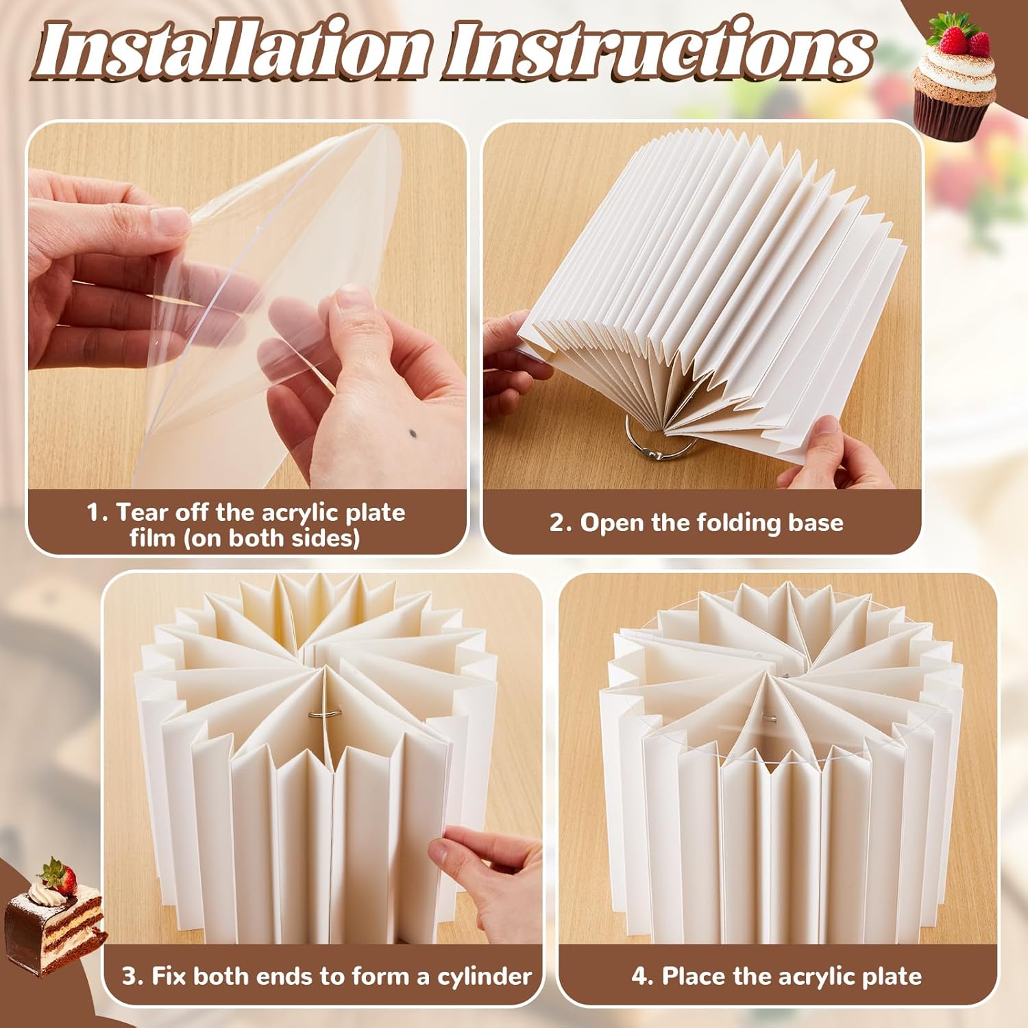 Marsui 8pcs Foldable Acrylic Buffet Risers for Dessert Tables and Party Decorations