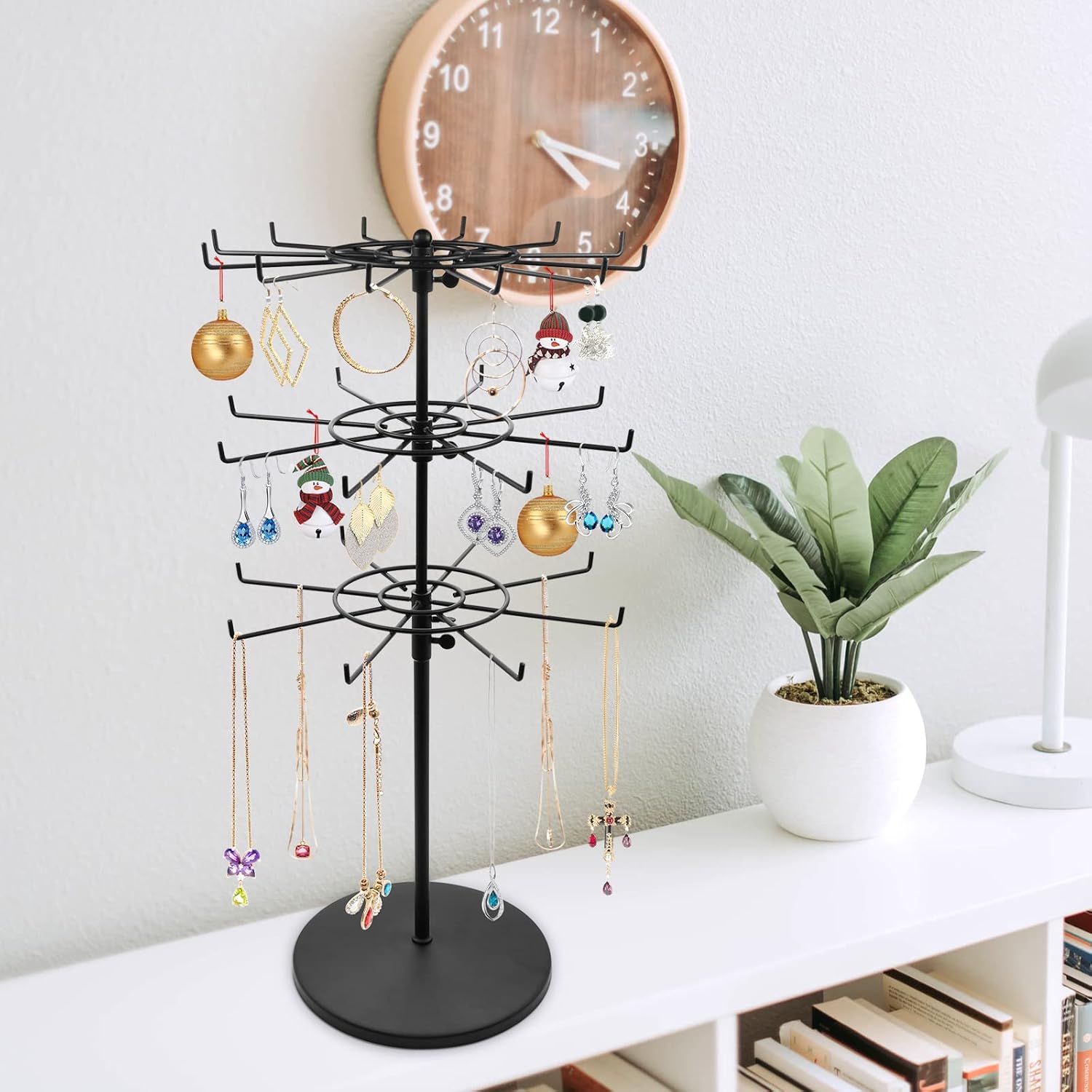 Heavy Duty Adjustable Three Tier Counter Top Spinner Display Stand Black