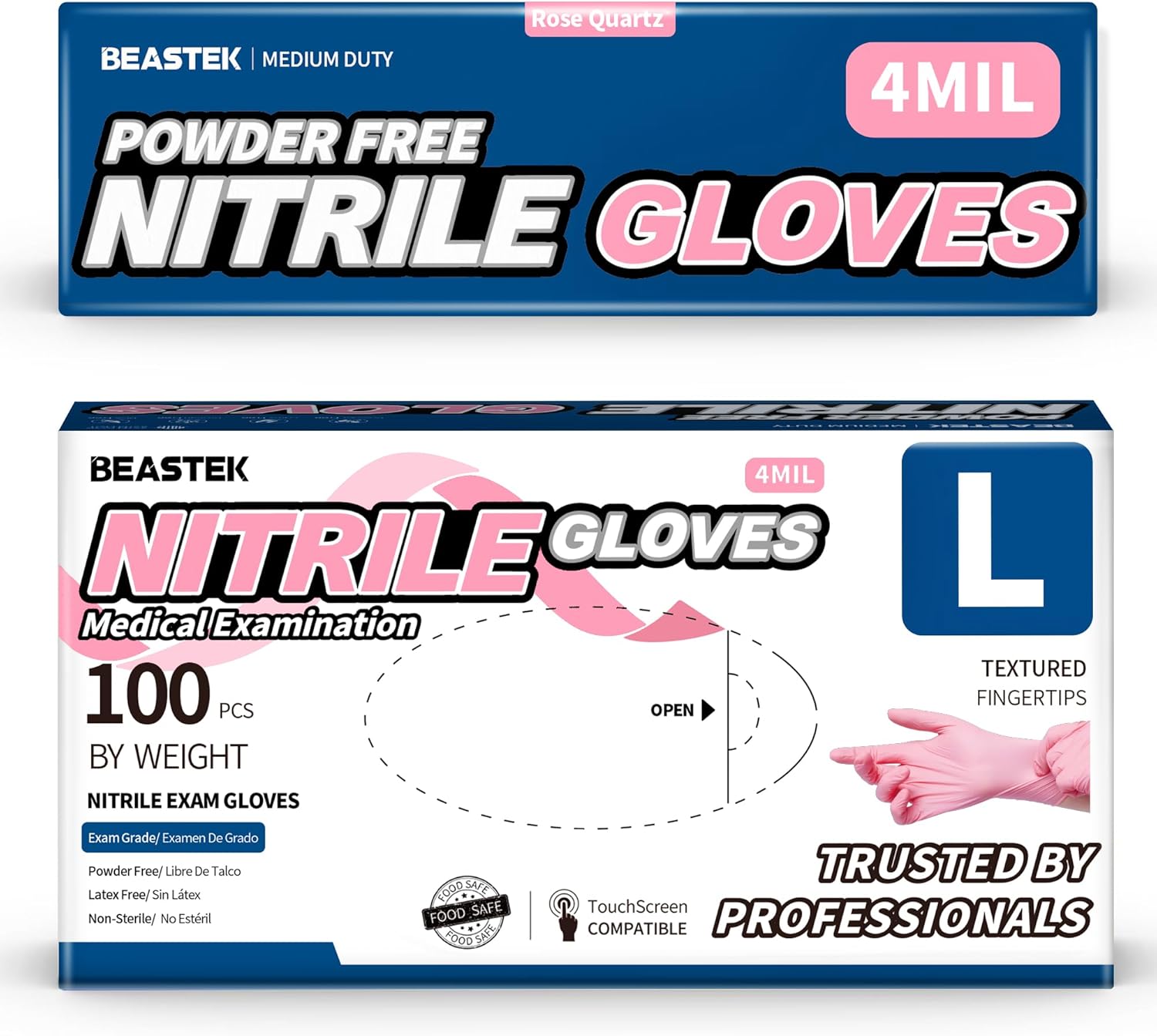 Beastek Nitrile Exam Gloves 100 Pcs Powder-Free Latex-Free