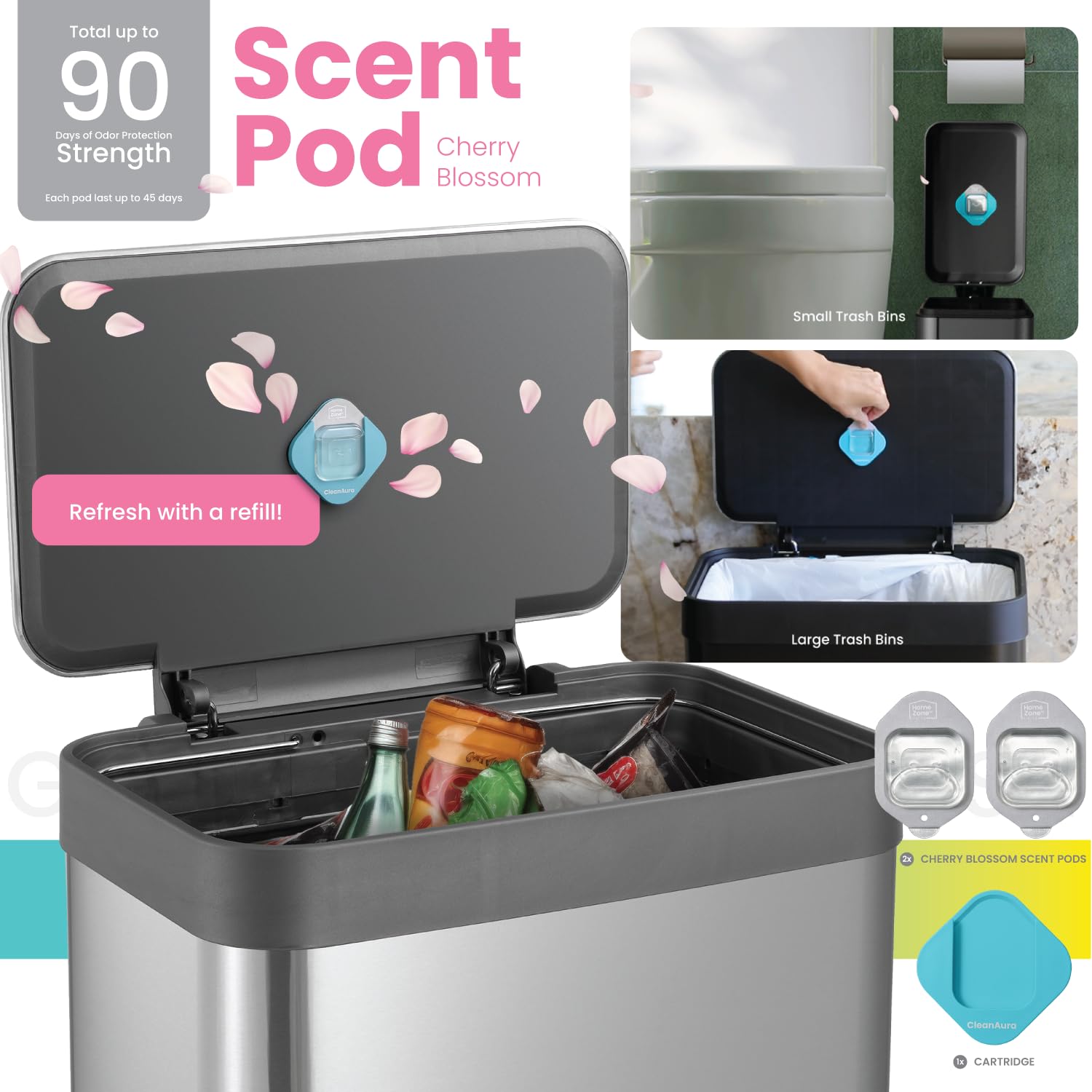 CleanAura Air Freshener Scent Pod Kitchen Kit with Cherry Blossom Scent