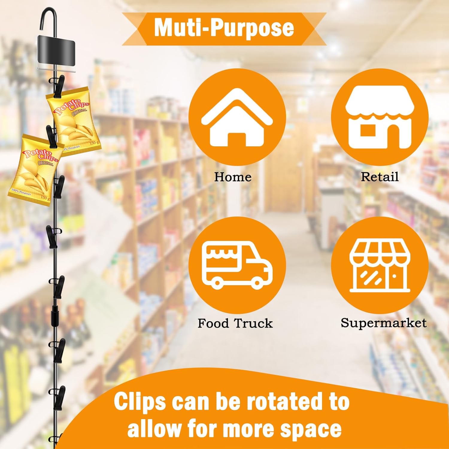 6 Pack Light-Duty Metal Hanging Strips with Hooks Black