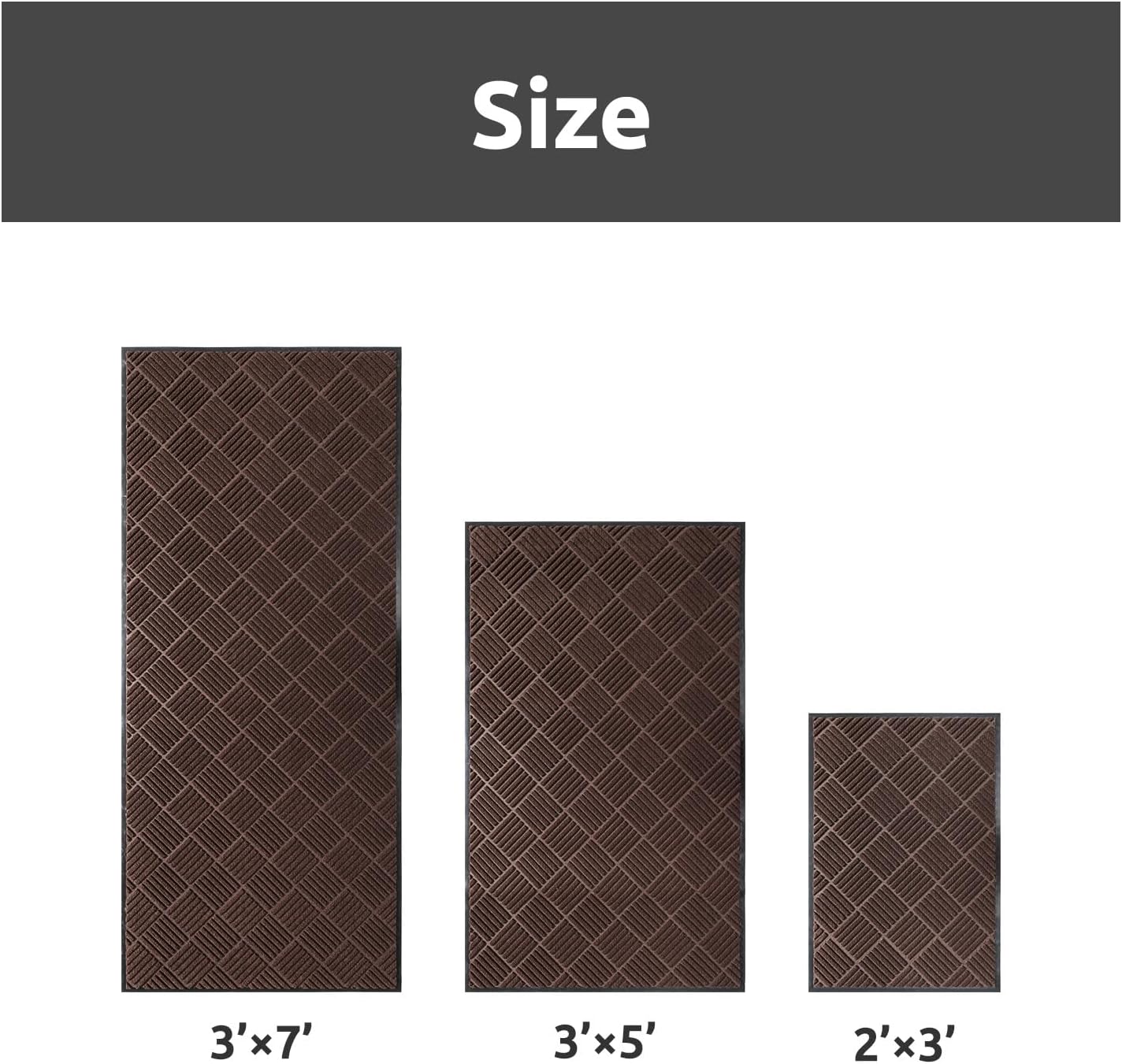 COCOER Heavy Duty Entryway Floor Mat 3 X 5 Brown