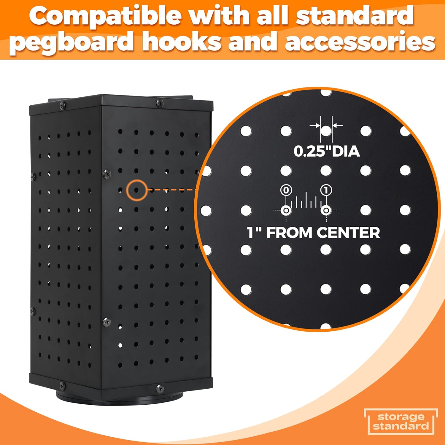 Rotating Pegboard Display Stand with 24 Hooks - 4-Sided Organizer for Jewelry and Accessories