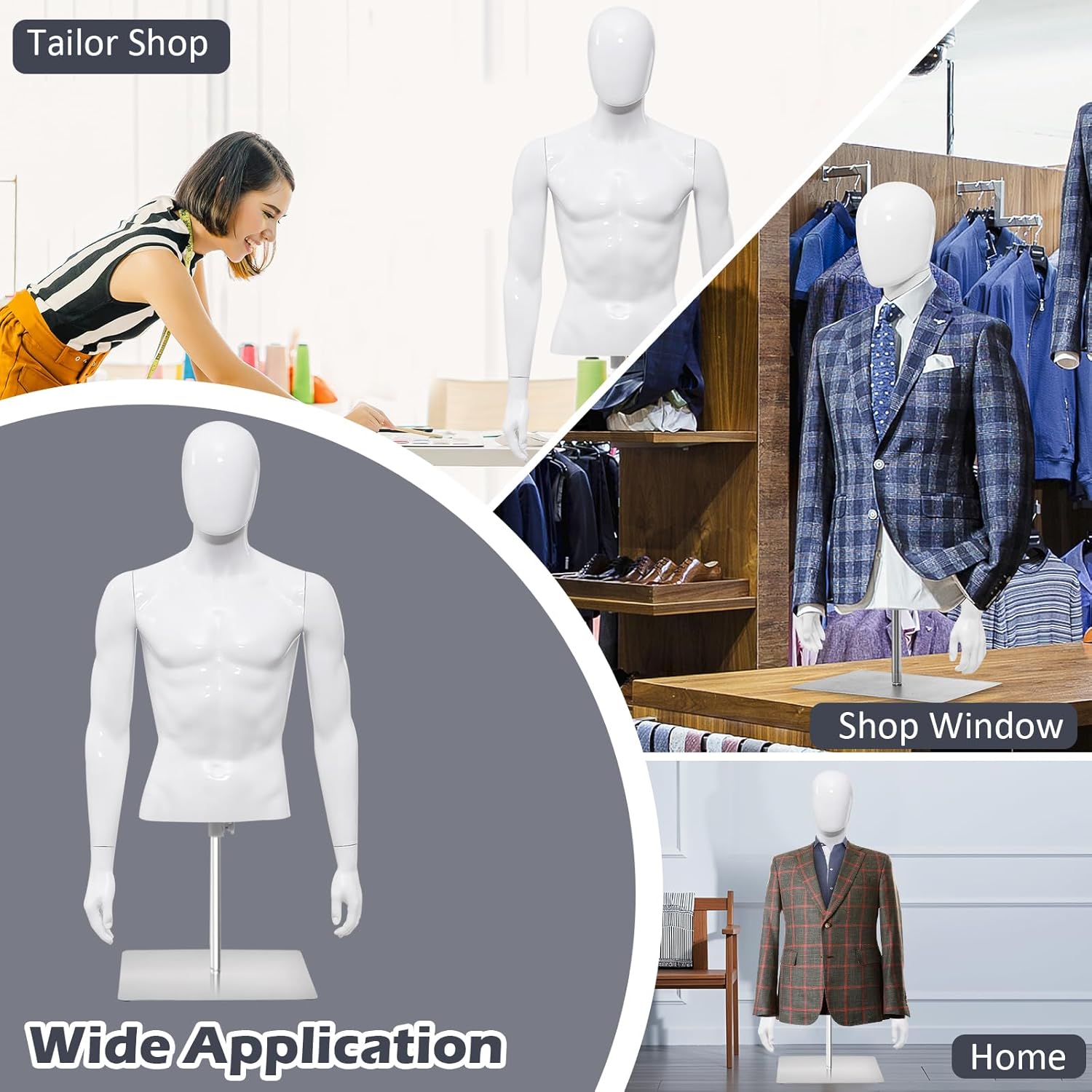 Goplus Male Mannequin Torso with Stand