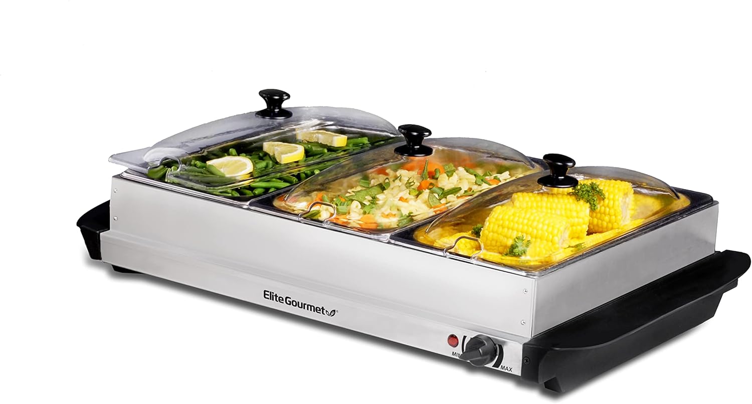 Elite Gourmet EWM-6171 Triple 25 Qt Trays Food Warmer