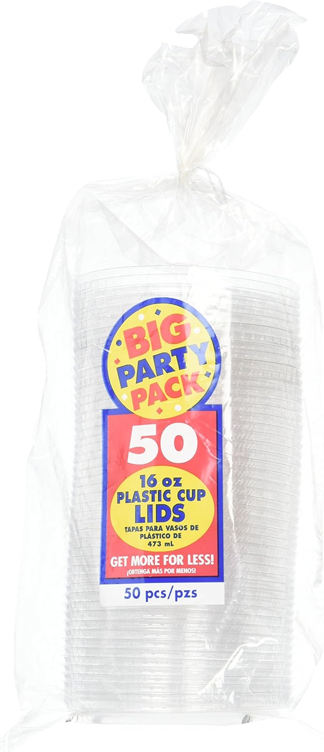 Amscan 16 oz Clear Cup Lids Pack of 50