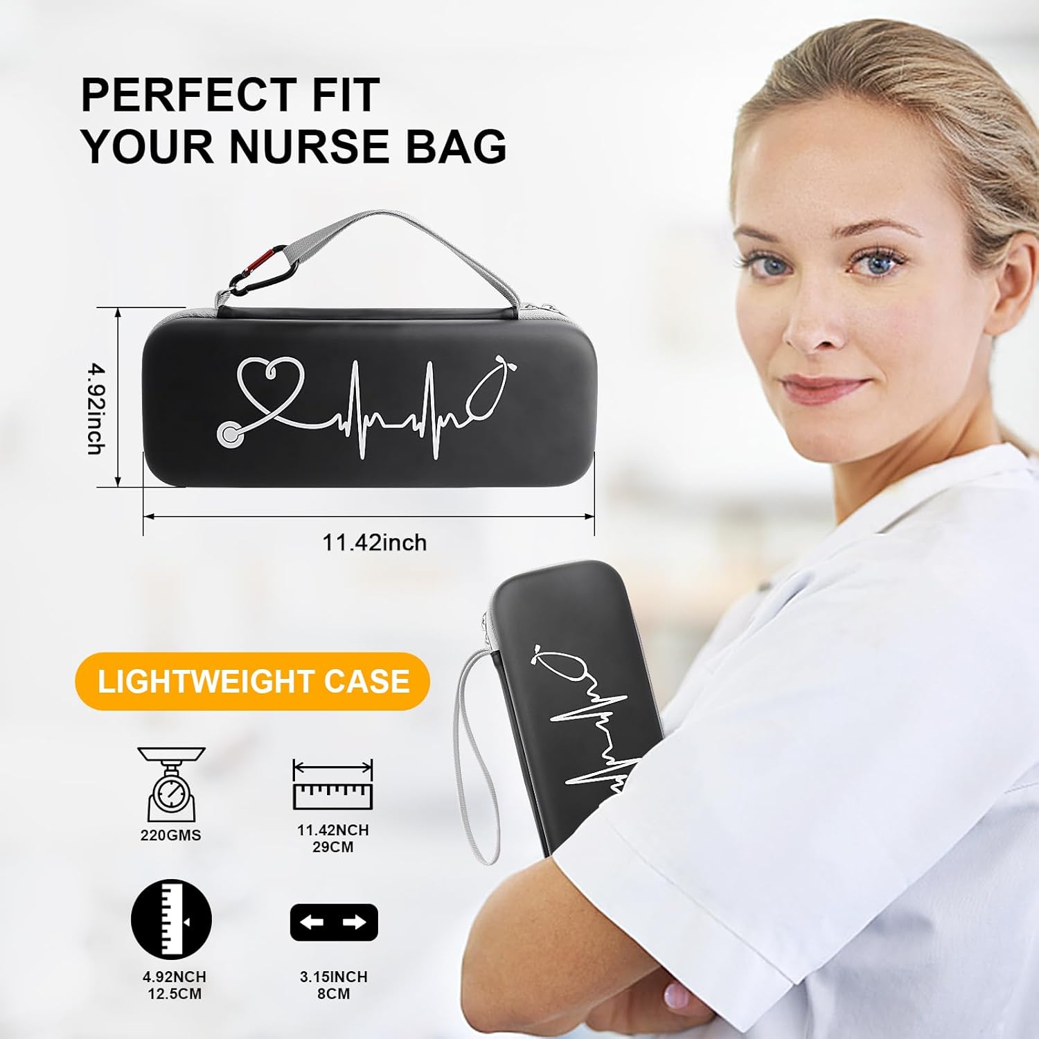 Opoway Stethoscope Carrying Case PU Black