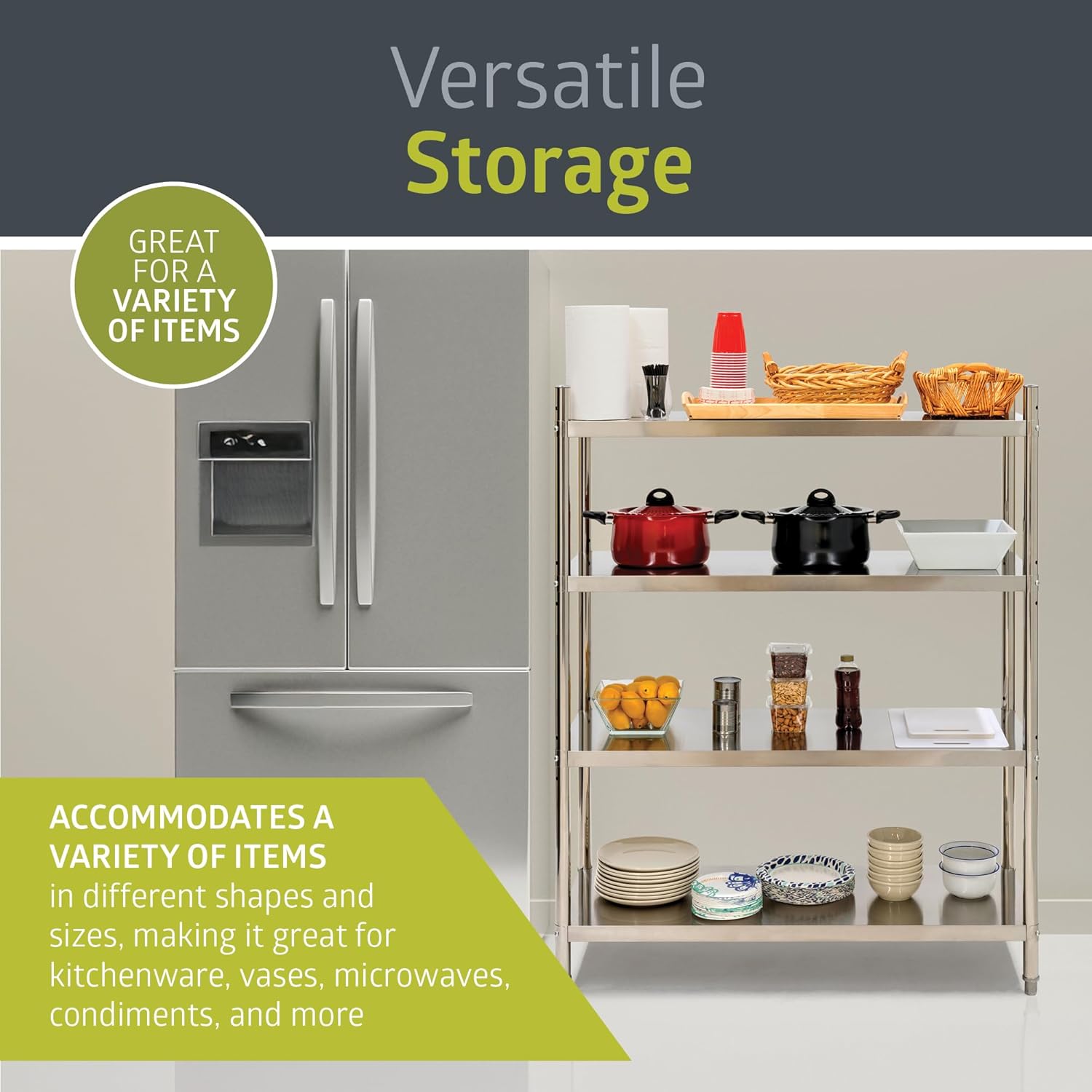 Pearington 4-Tier Stainless Steel Storage Shelf