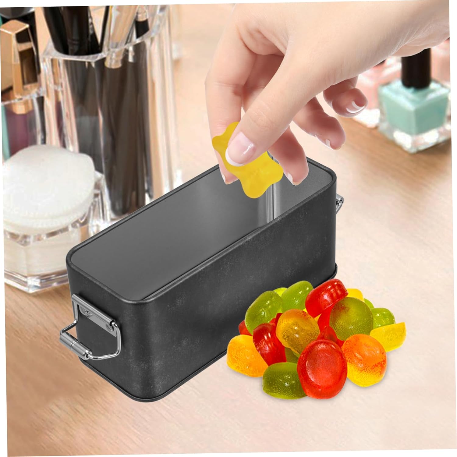 Vintage Tin Storage Box with Lid for Cookies Candies and Biscuits