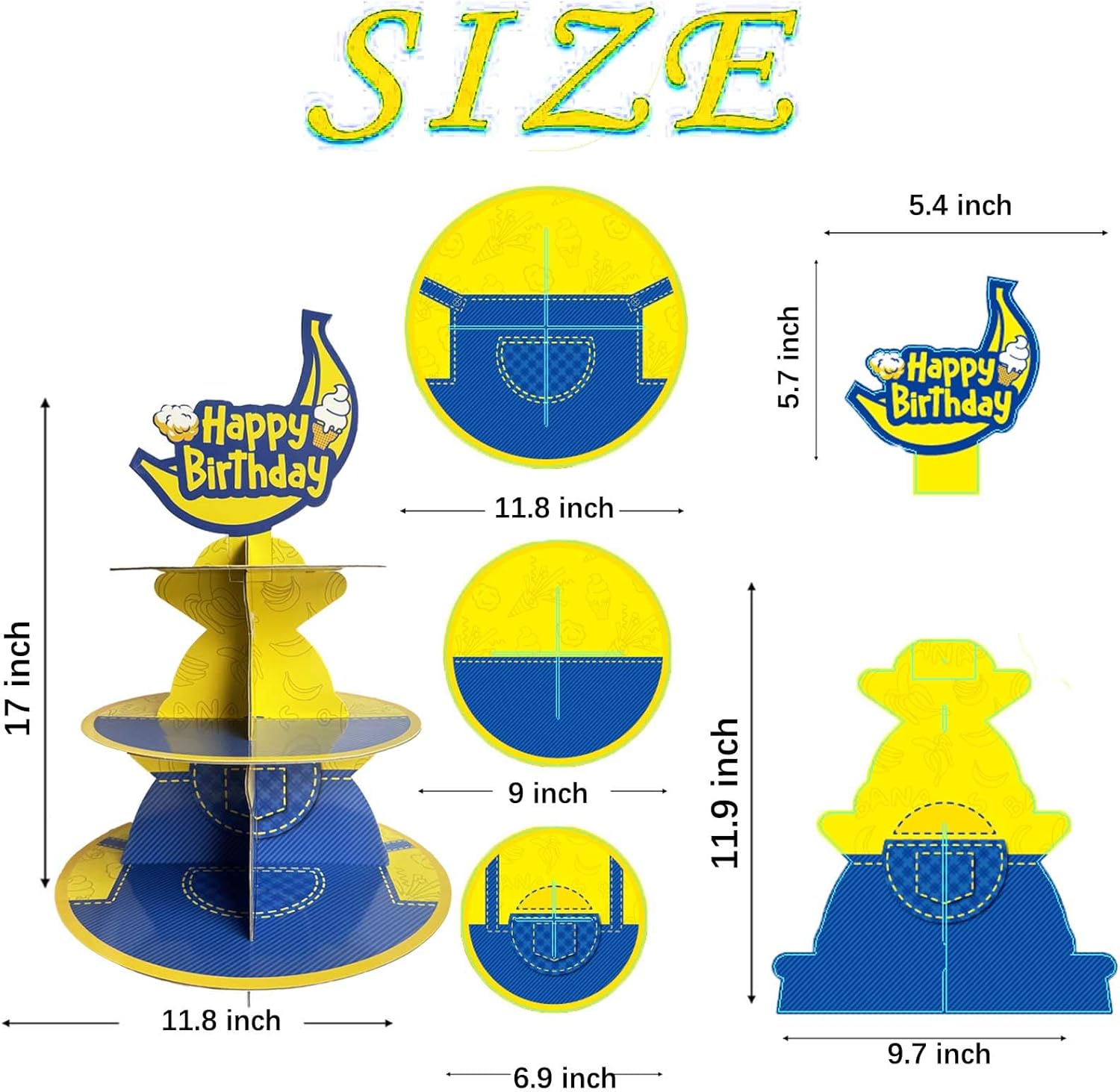 Cartoon Yellow 3-Tier Cupcake Stand for Birthday Party