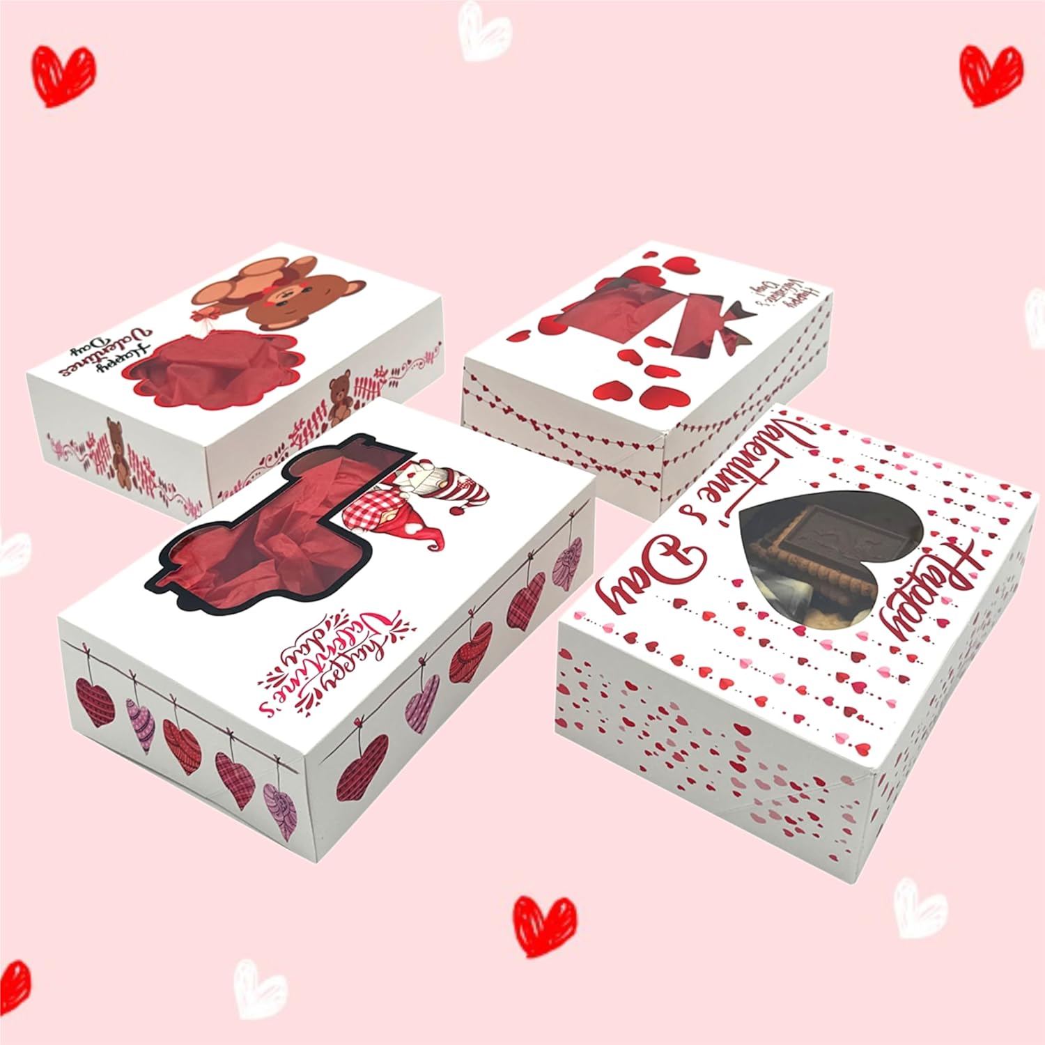 BASHOUT 24 Pcs Valentine Treat Box with Window Cutout