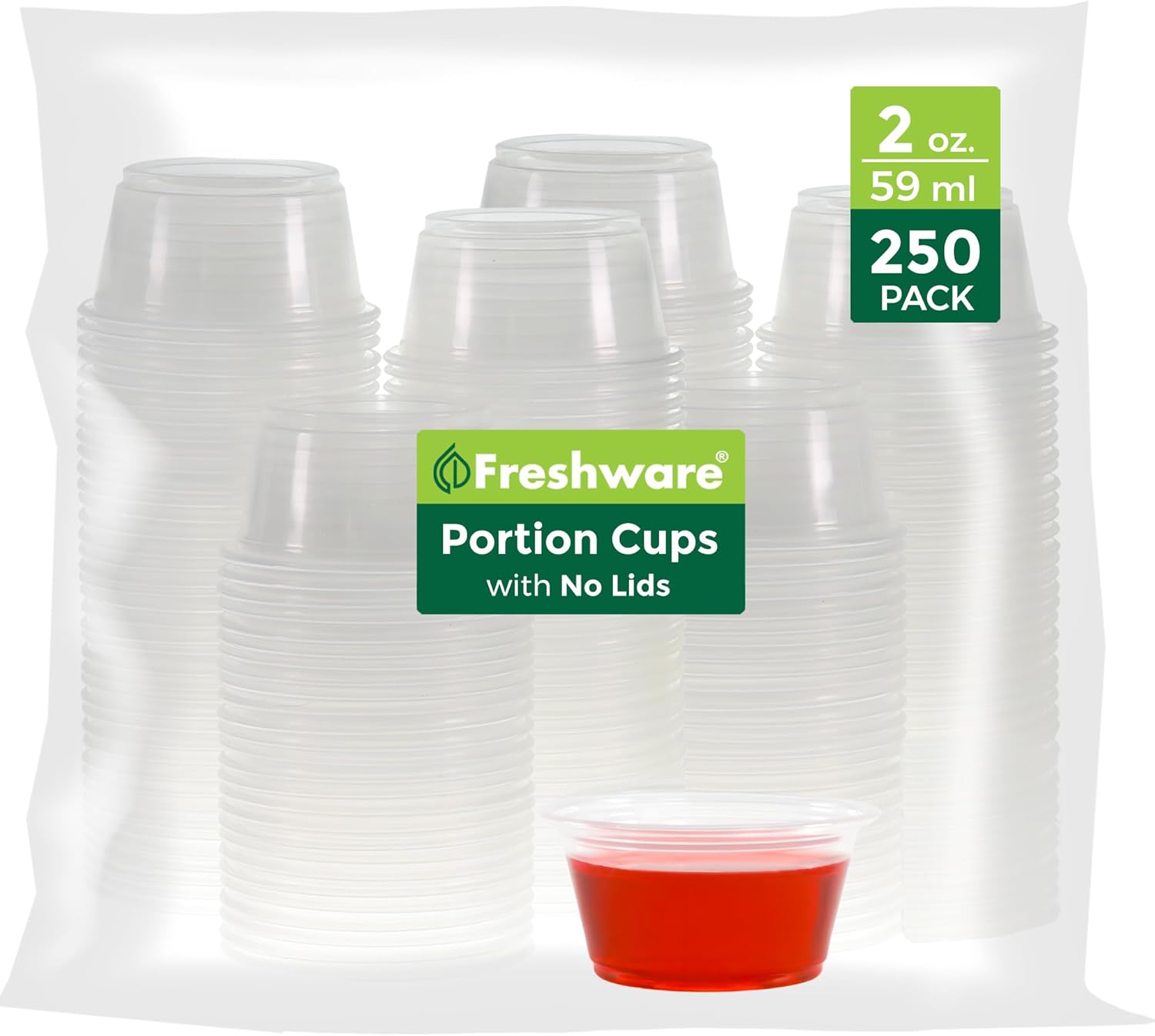 Freshware 2 Ounce Plastic Cups No Lids 250 Pack