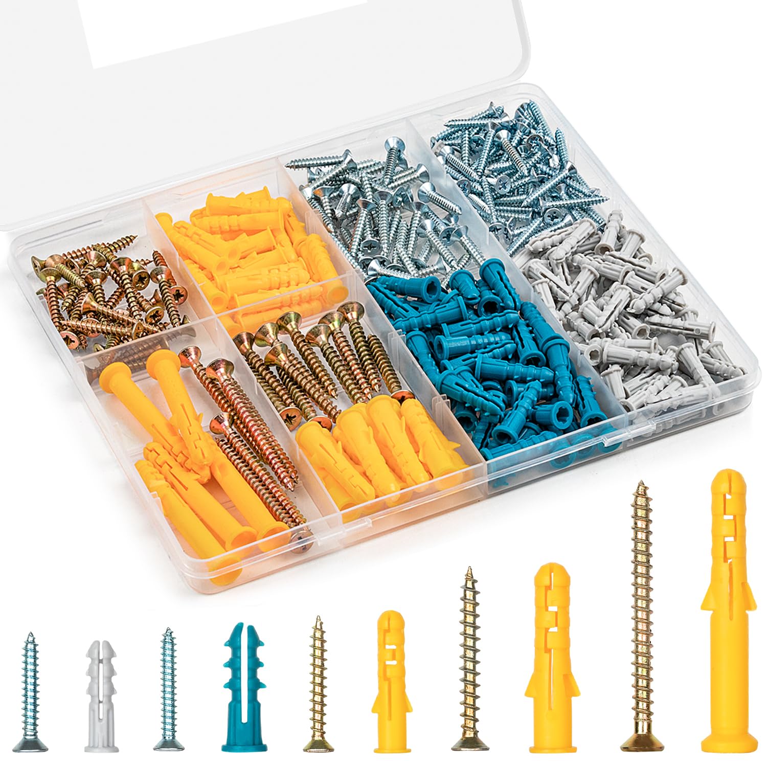 KURUI Drywall Anchors and Screws Assortment Kit 270PCS