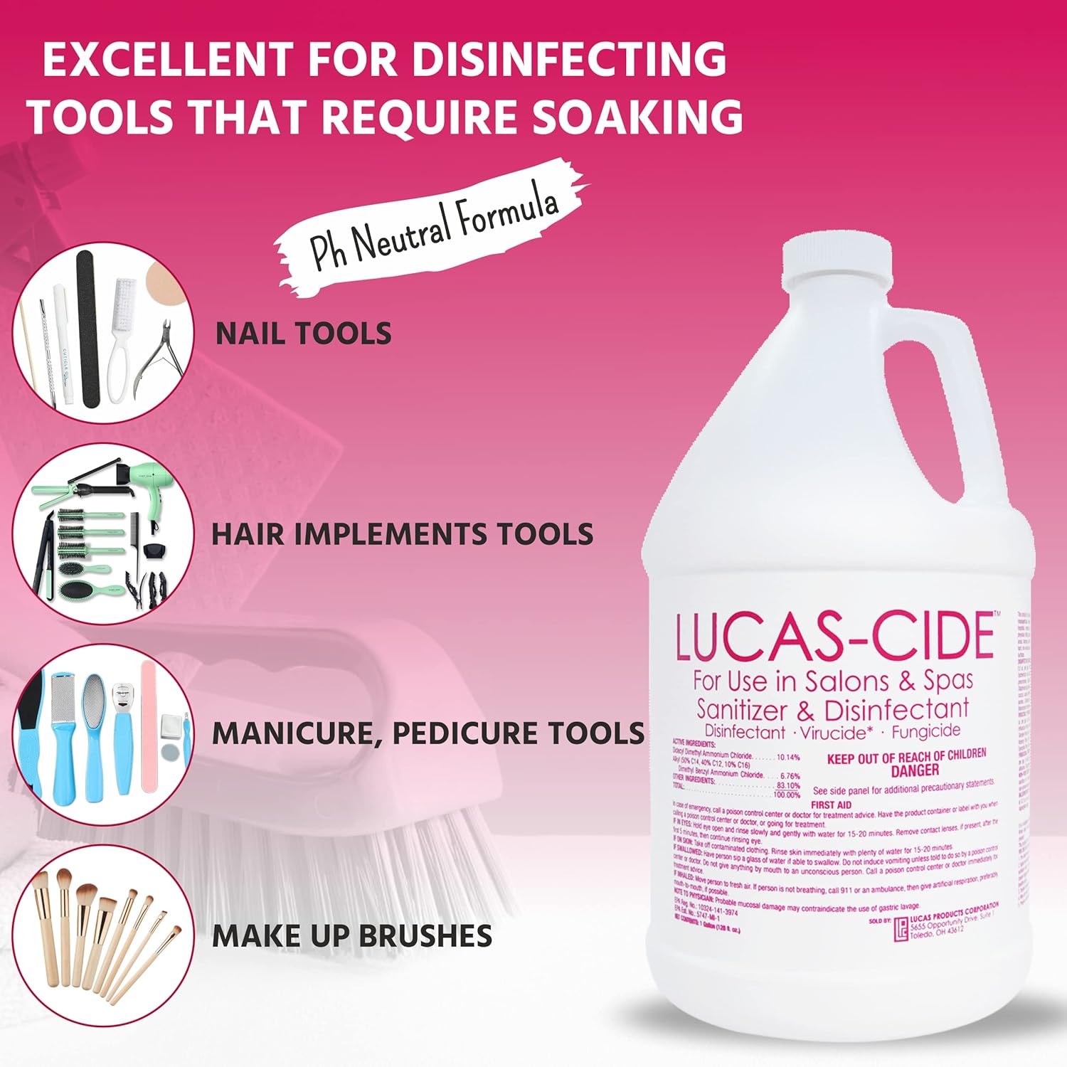 LUCAS-CIDE Pink Disinfectant 1 Gallon Hospital Grade