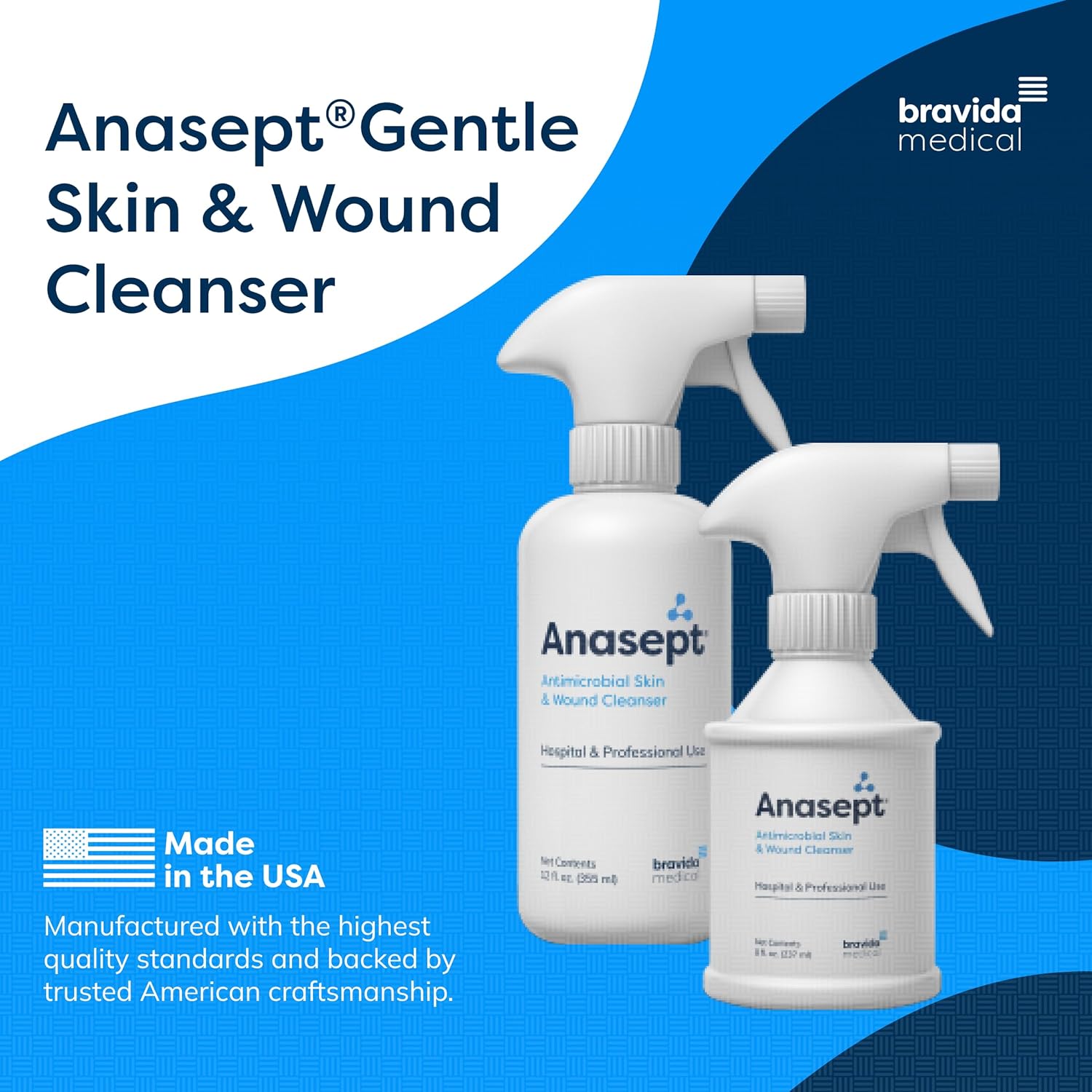 Anasept Skin and Wound Cleanser 12 oz Bottle with Finger Sprayer