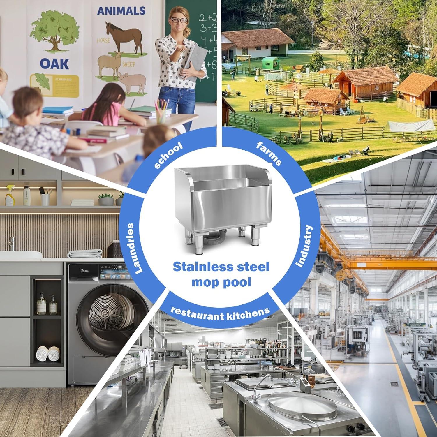 Commercial Floor Mop Sink Stainless Steel Cleaning Basin Vertical Sewage Tank for Laundry and Industrial Use