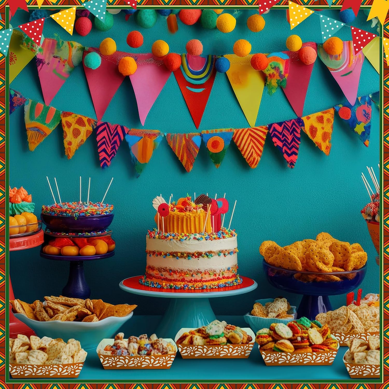 Zhehao 100 Pcs Mexican Nacho Snack Trays for Cinco de Mayo Parties