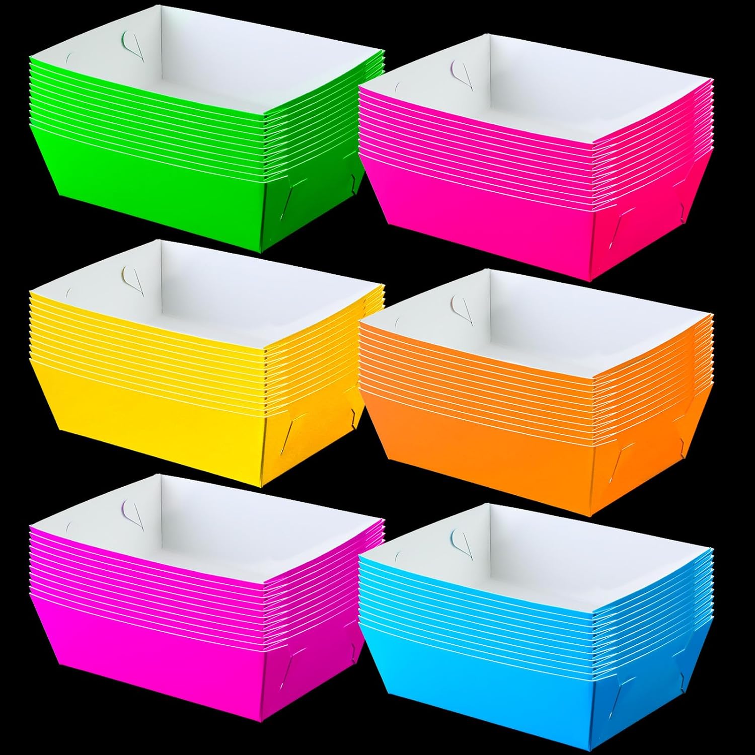 Hoolerry Neon Glow Food Trays 48 Pcs Party Supplies