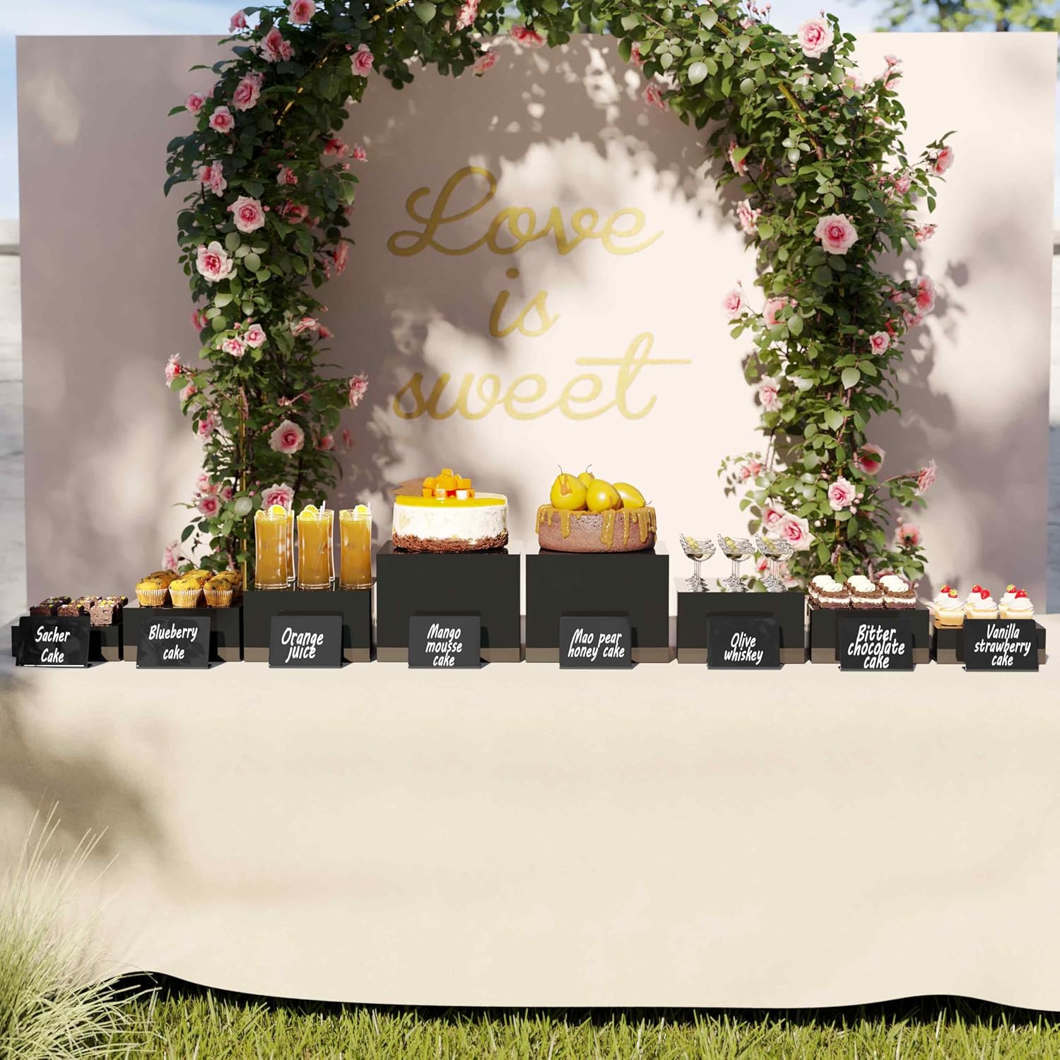 Neatsure 8PSC Buffet Risers Set Stackable Acrylic Display Stands for Food Desserts Jewelry and Collectibles