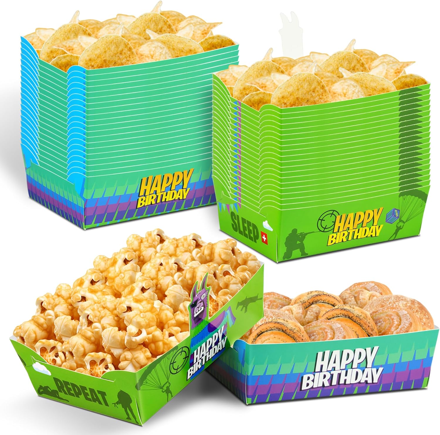 24pcs Llama Game Birthday Food Trays Set