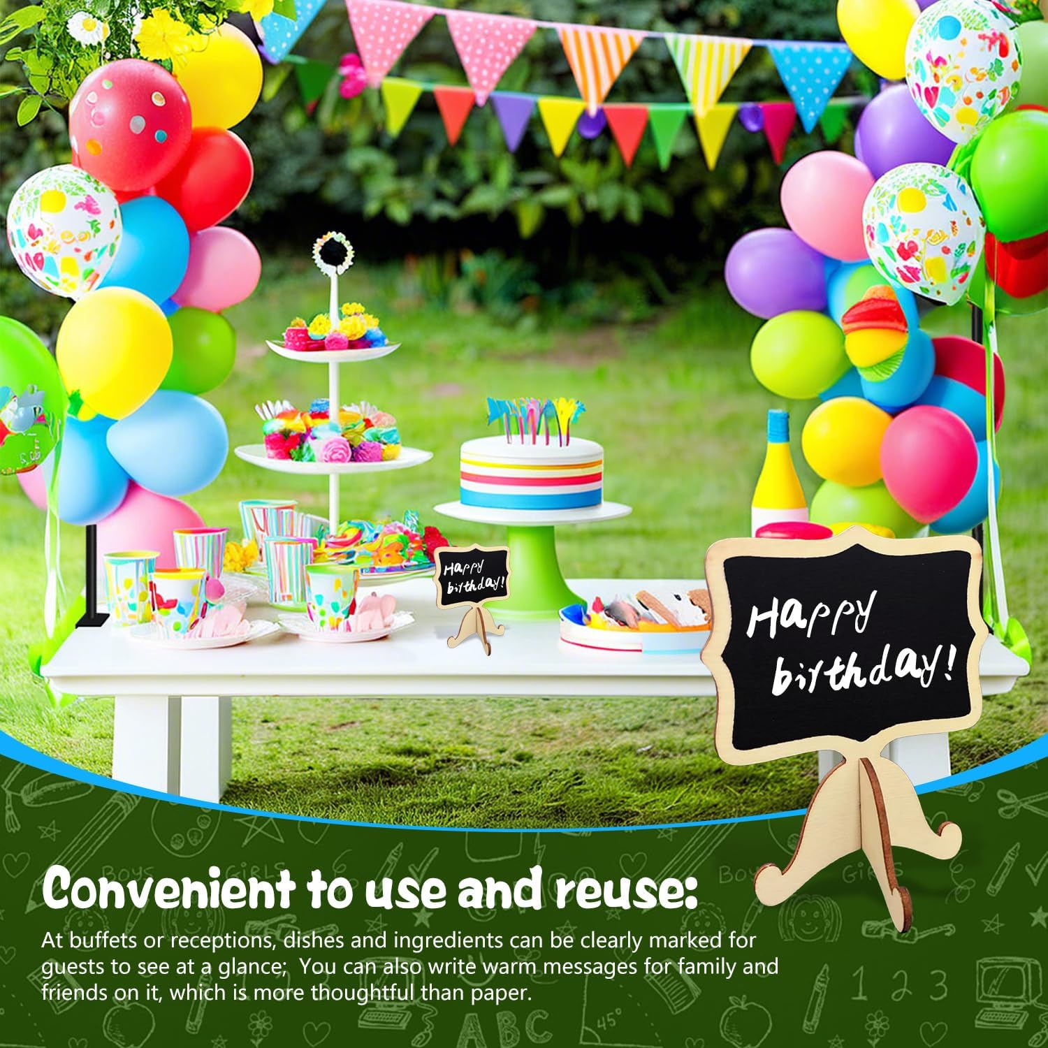 20 Piece Mini Chalkboard Set with Wooden Brackets