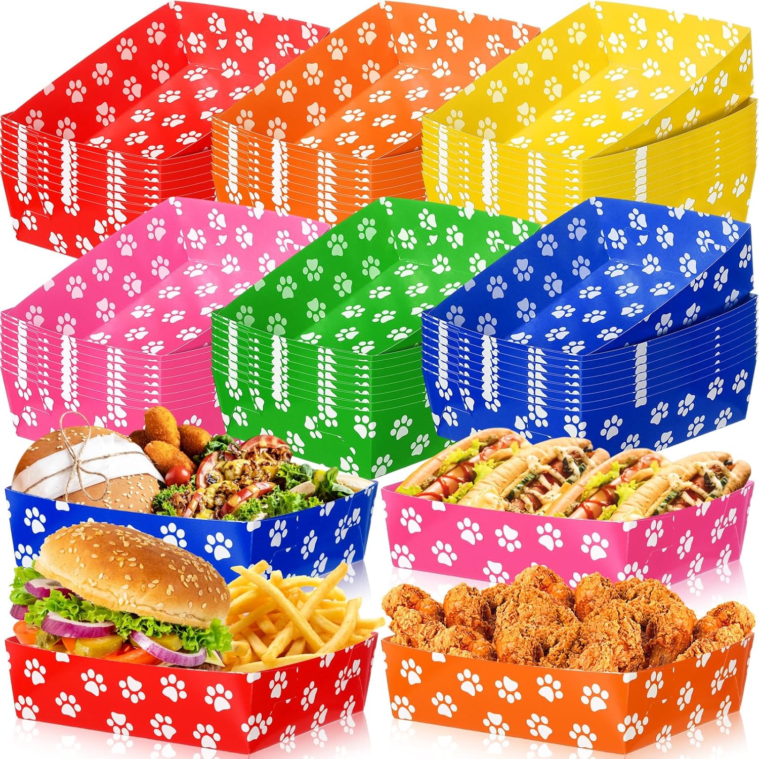 Mifoci 48 Pcs Dog Paw Party Food Trays