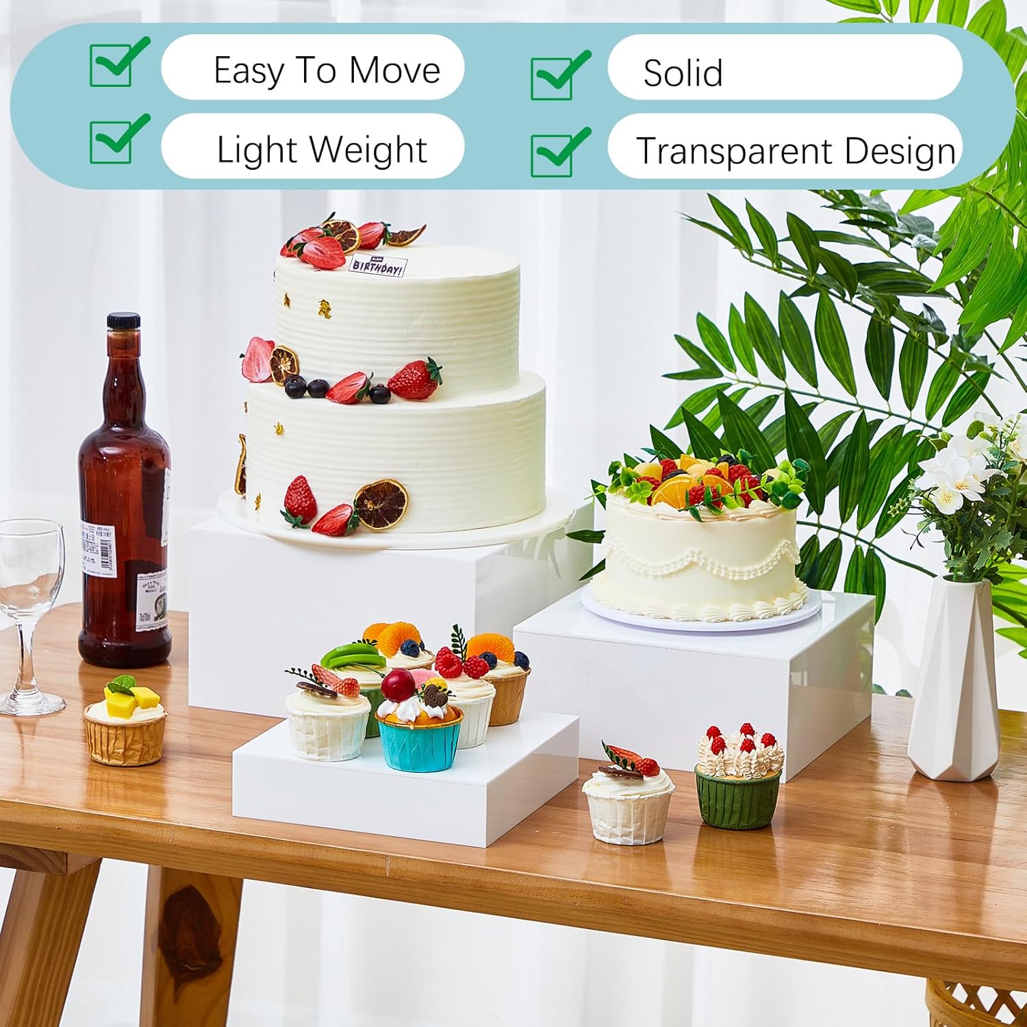 Sintuff 5 Pcs Acrylic Display Risers for Food and Jewelry
