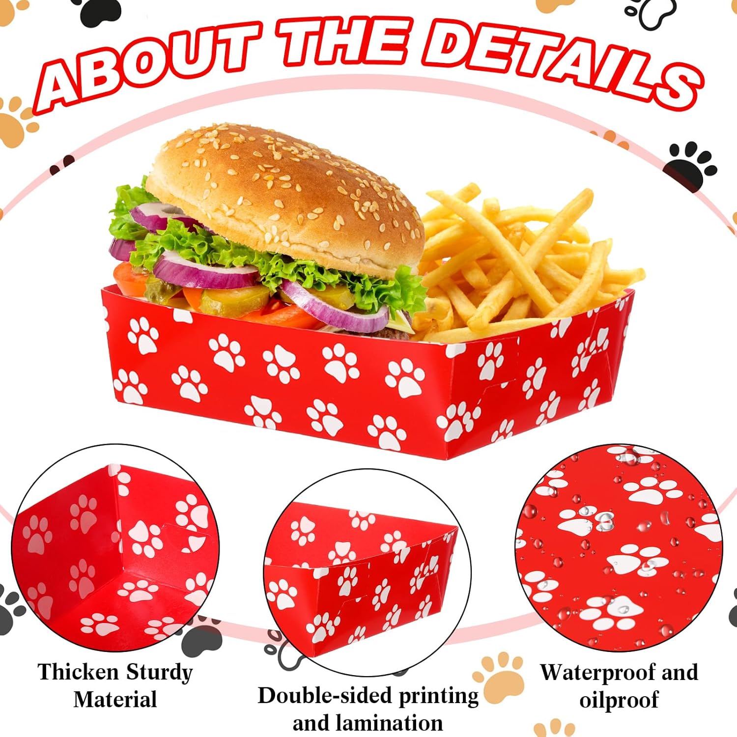 Mifoci 48 Pcs Dog Paw Party Food Trays