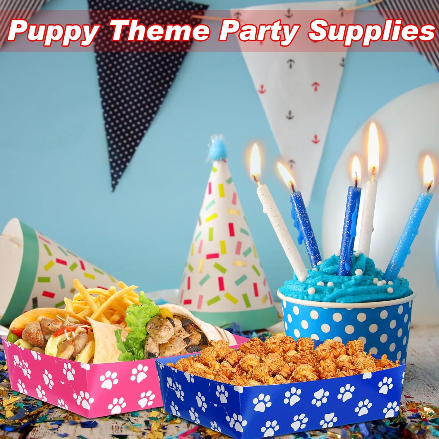 Mifoci 48 Pcs Dog Paw Party Food Trays