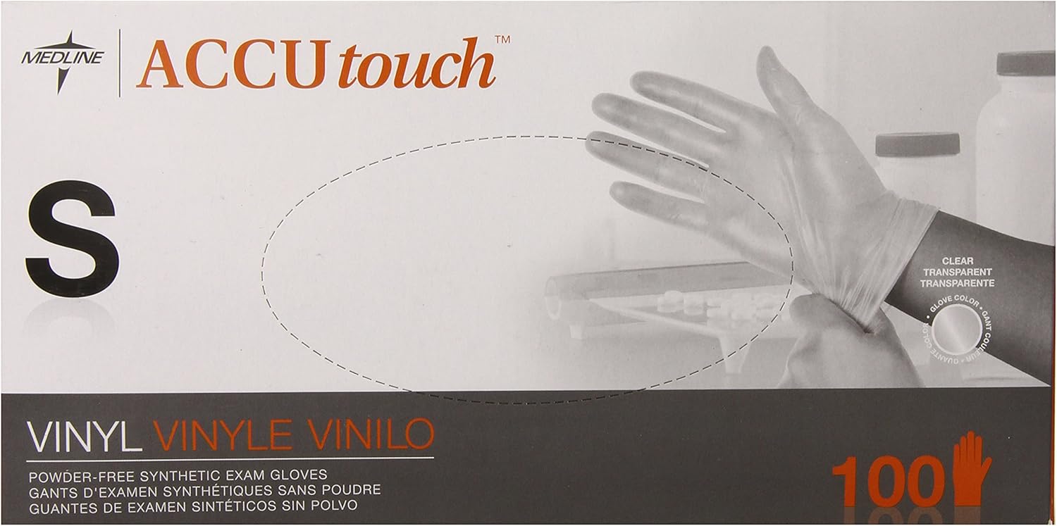 Medline Accutouch Synthetic Exam Gloves Clear 100 Count