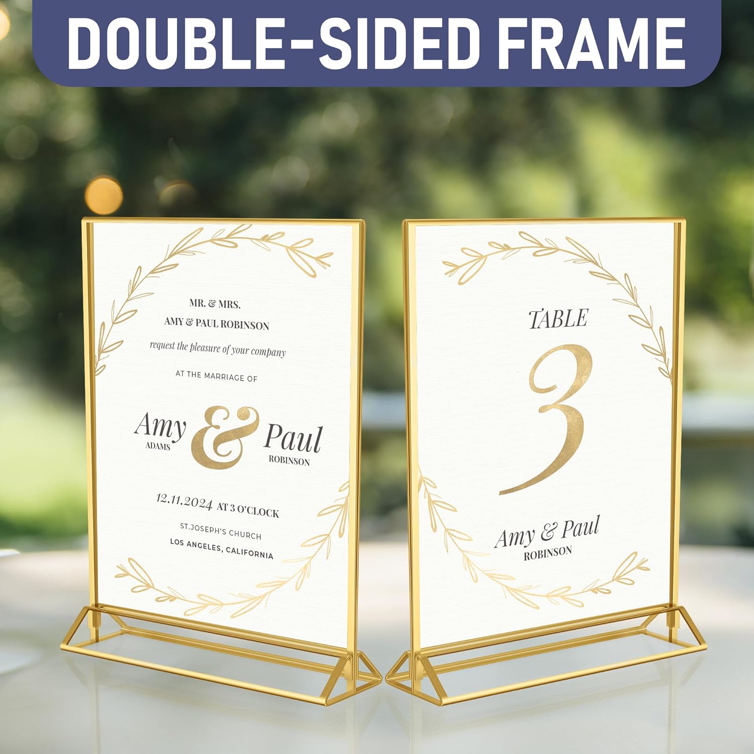 Gold Picture Frames Double-Sided 5x7 Clear Easel Stand 6-Pack