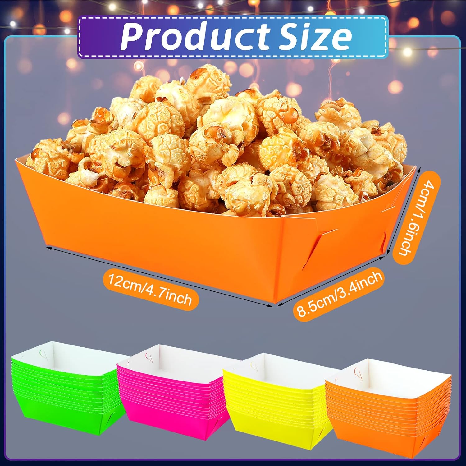 Hoolerry 48 Pcs Neon Glow Food Trays for Parties
