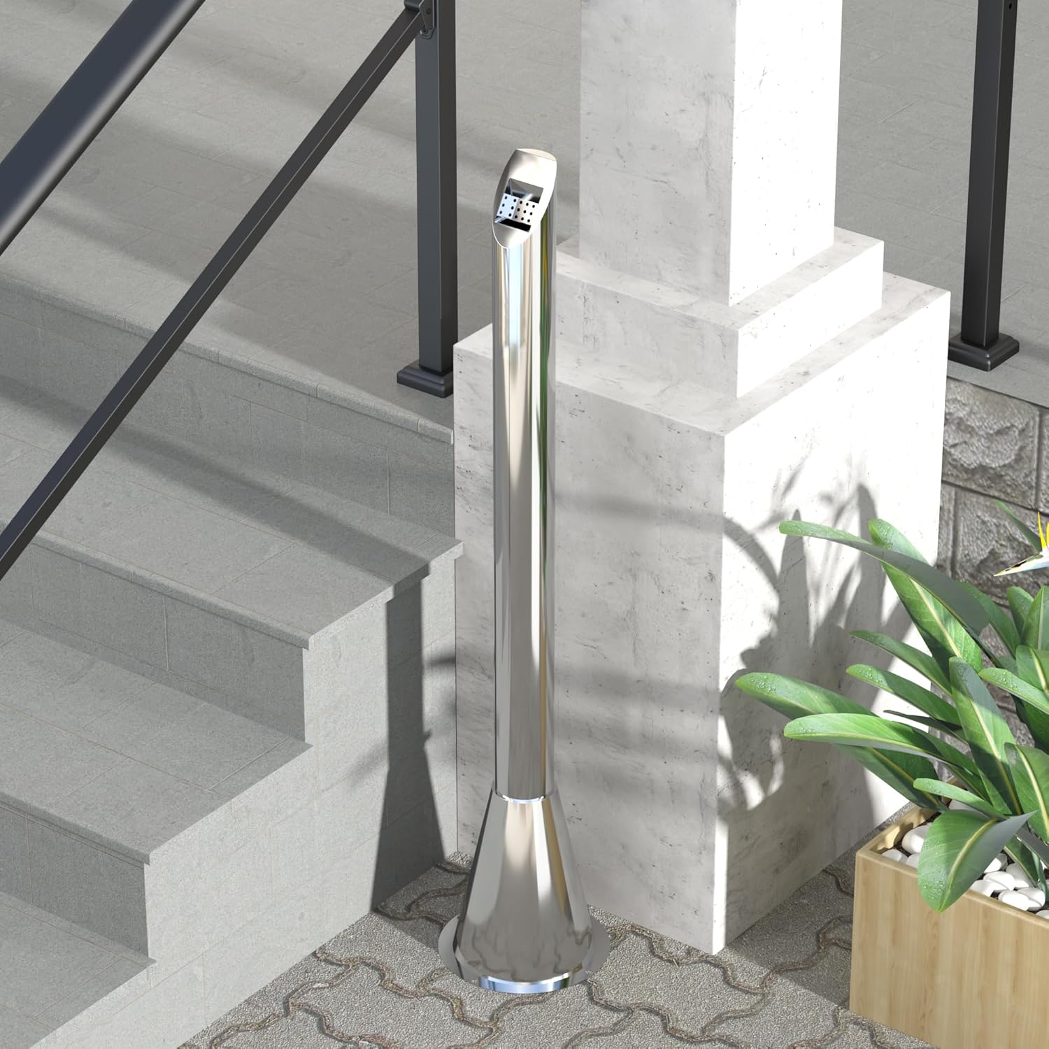 AIWFL Stainless Steel Lockable Trash Can for Outdoor Use