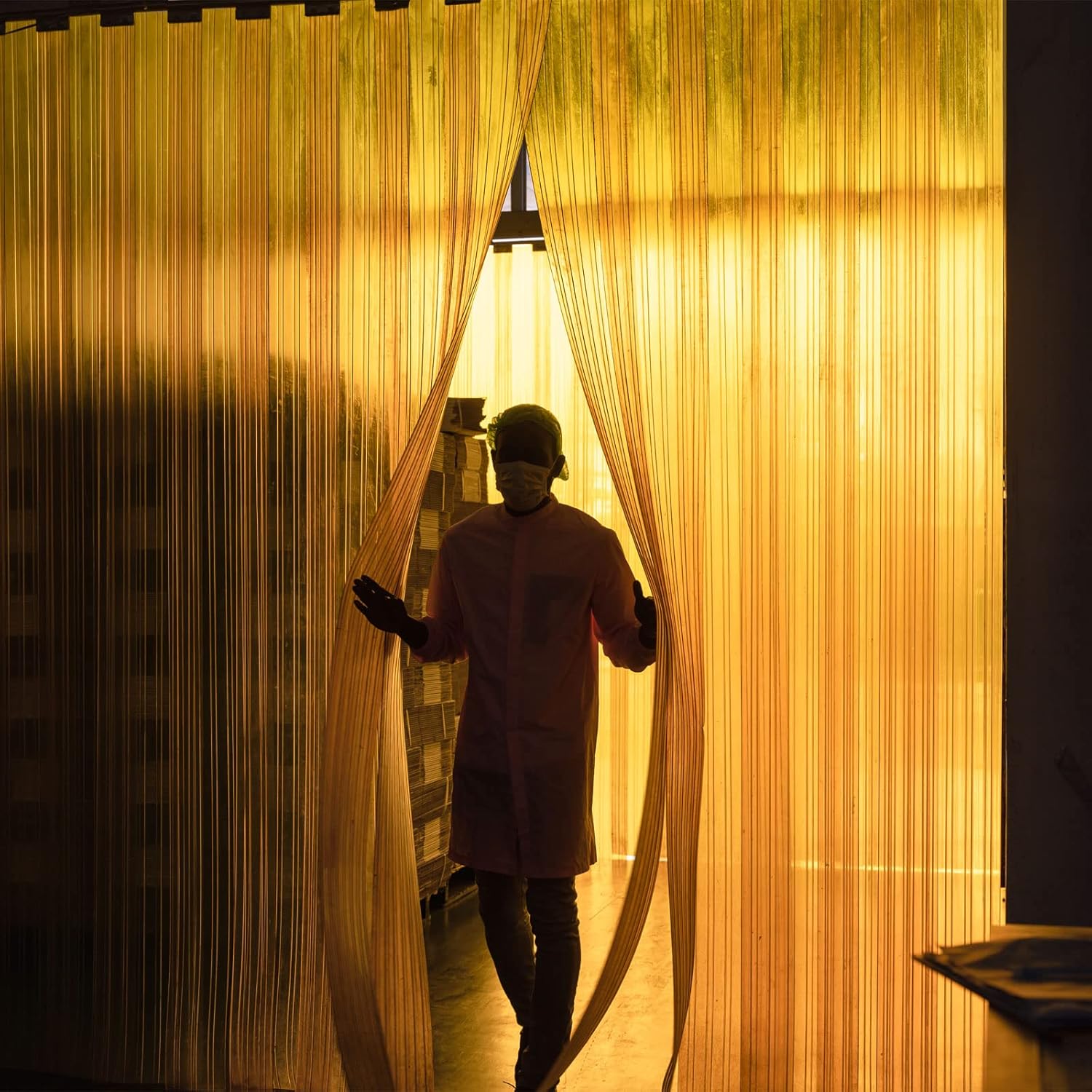 PATIKIL Yellow PVC Door Curtain Strip 72ft x 73in